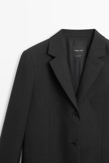 Three-button wool blazer — DARK GREY 9