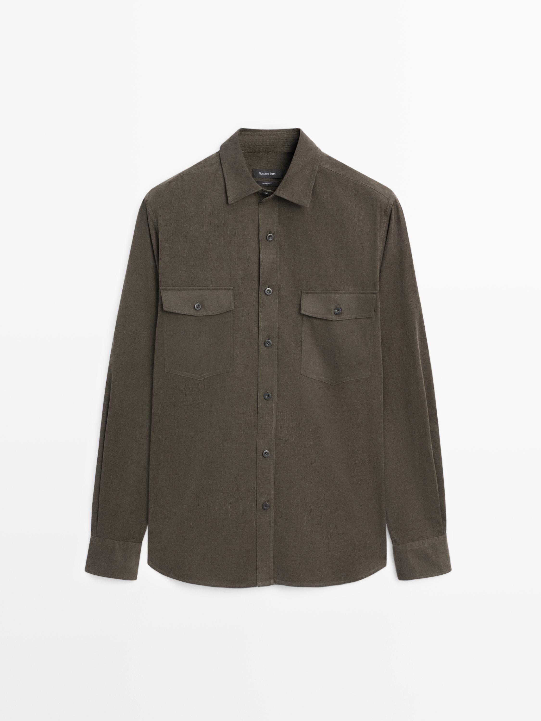 Camisa micropana bolsillos contraste relaxed fit