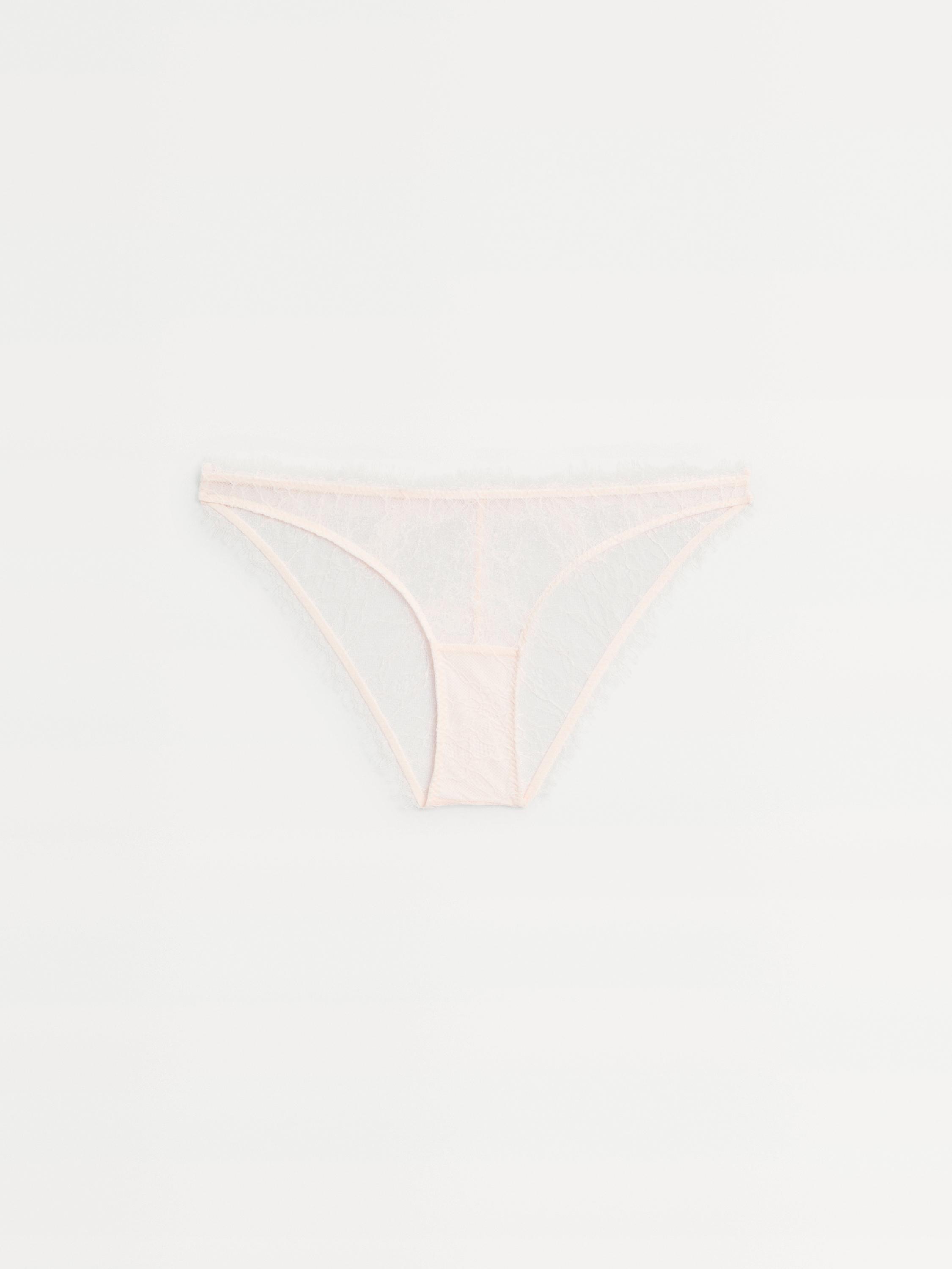 Lace briefs with frayed detail — CREAM
