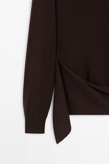 Draped-detail knit sweater — AUBERGINE 4