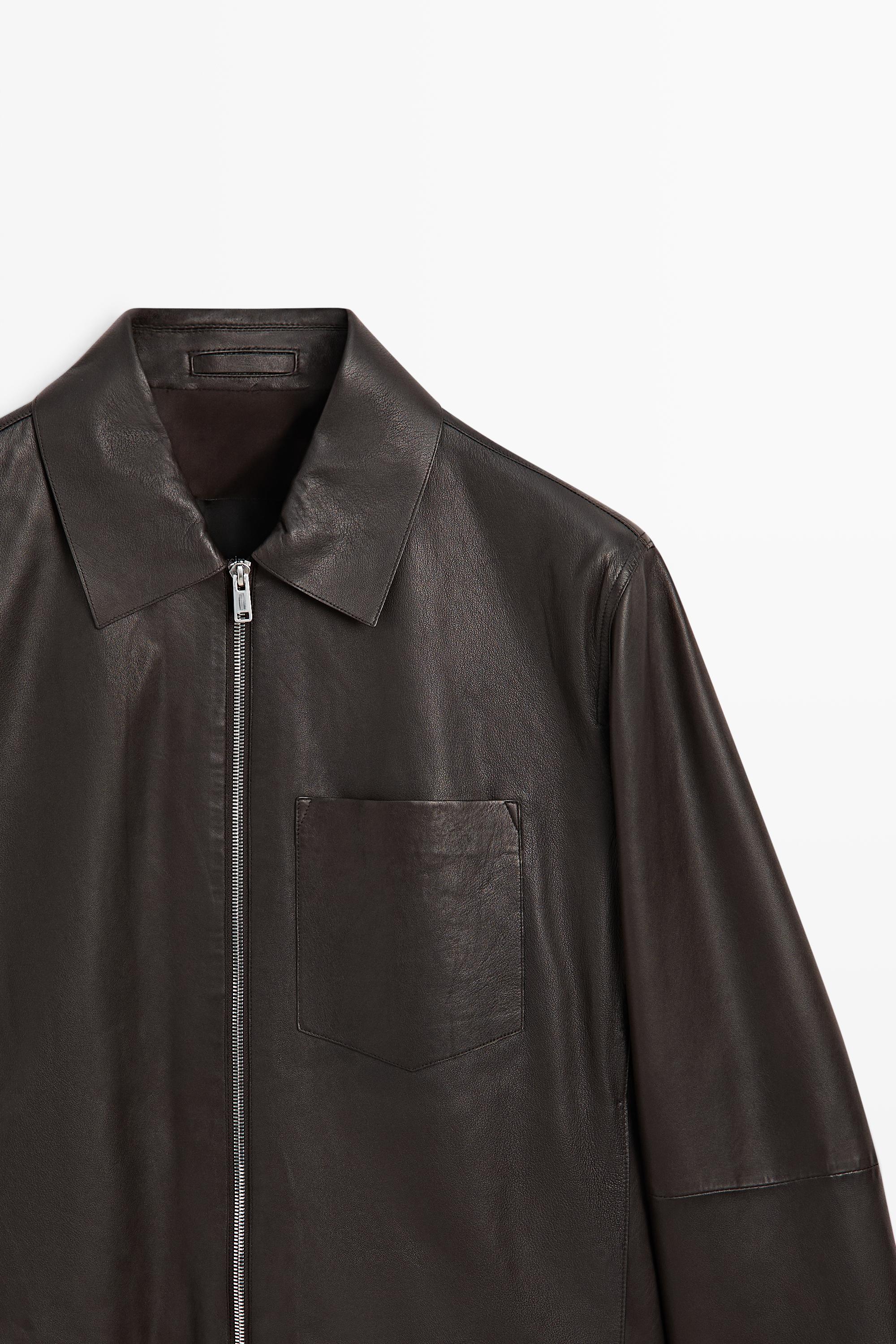 Blouson en cuir nappa avec poche