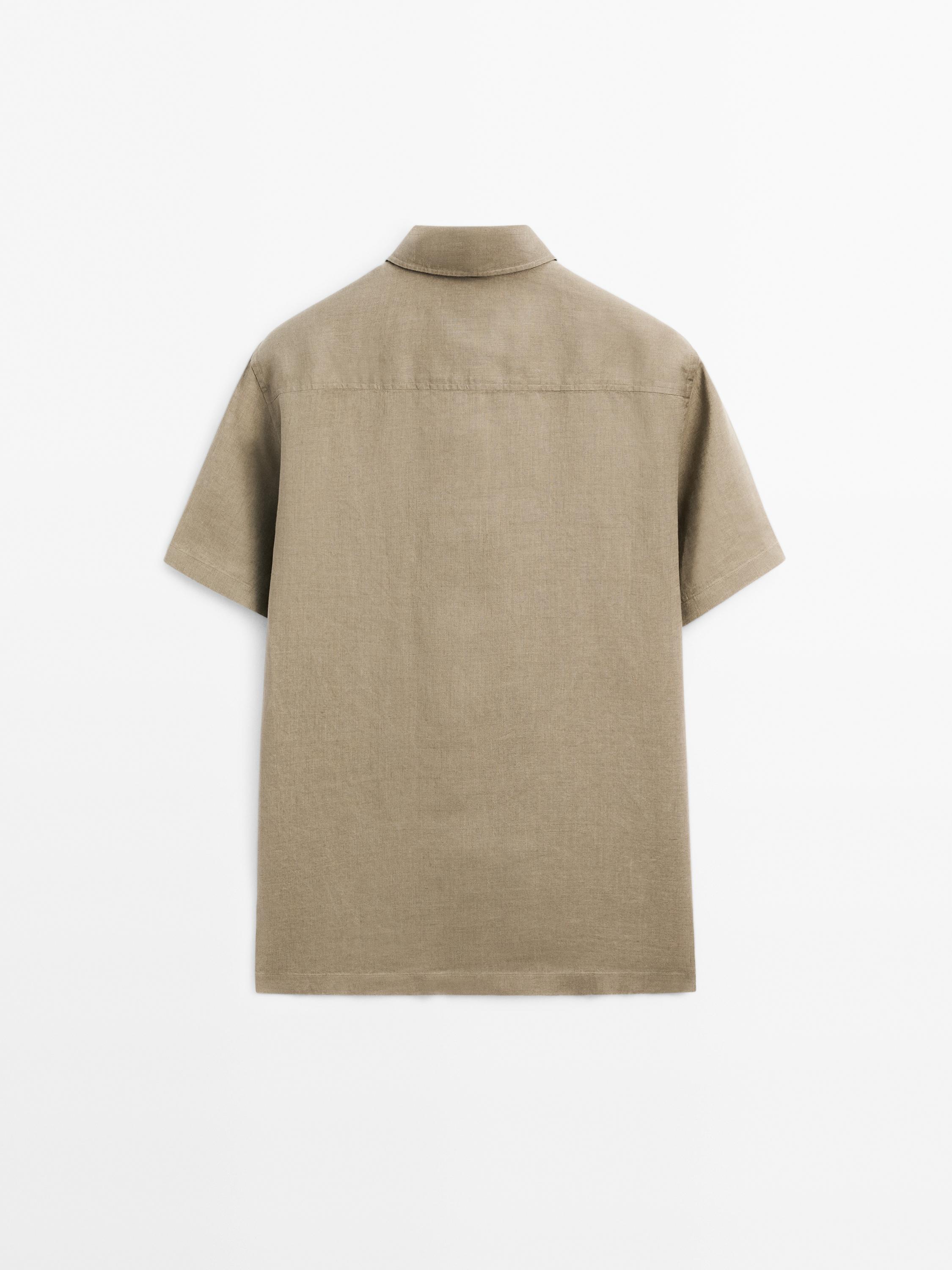 Regular fit short sleeve linen shirt