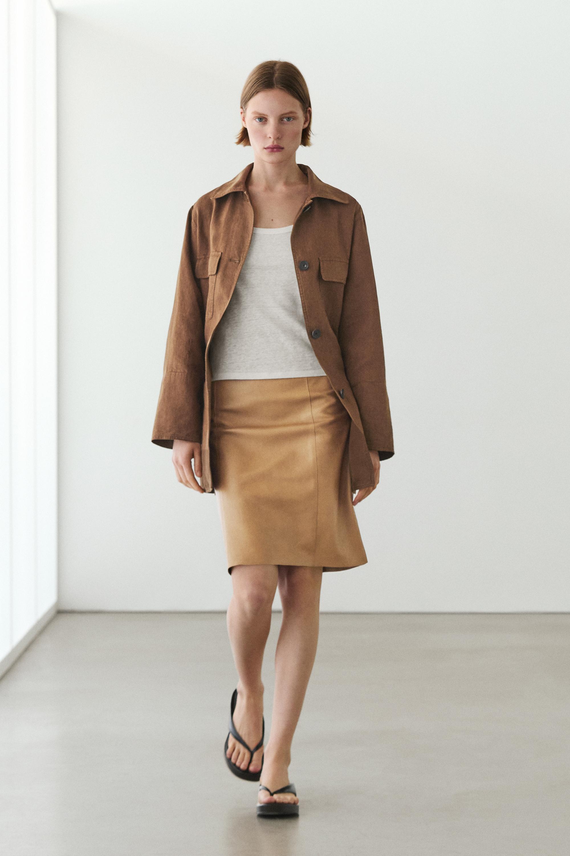 Nappa leather mini skirt