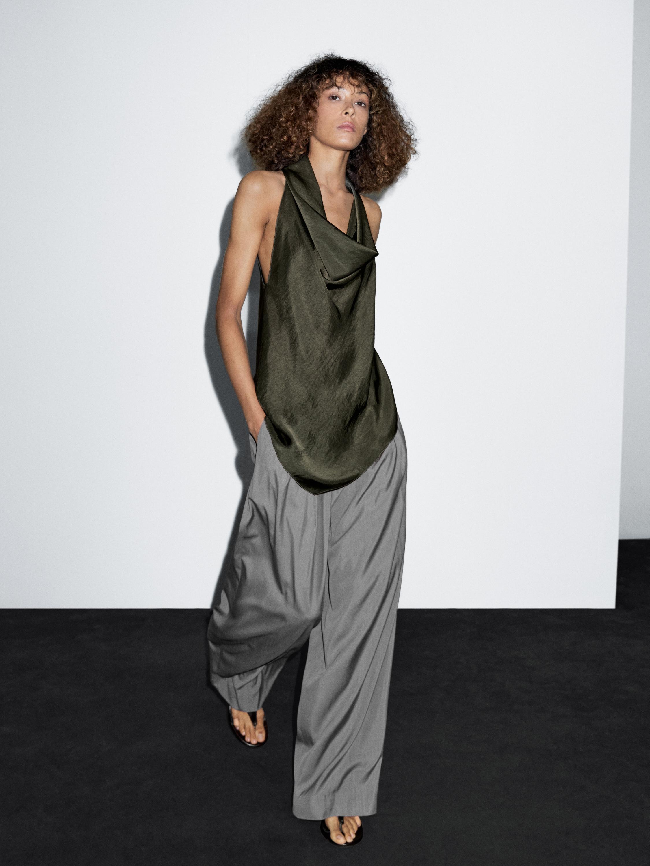 Draped halter top