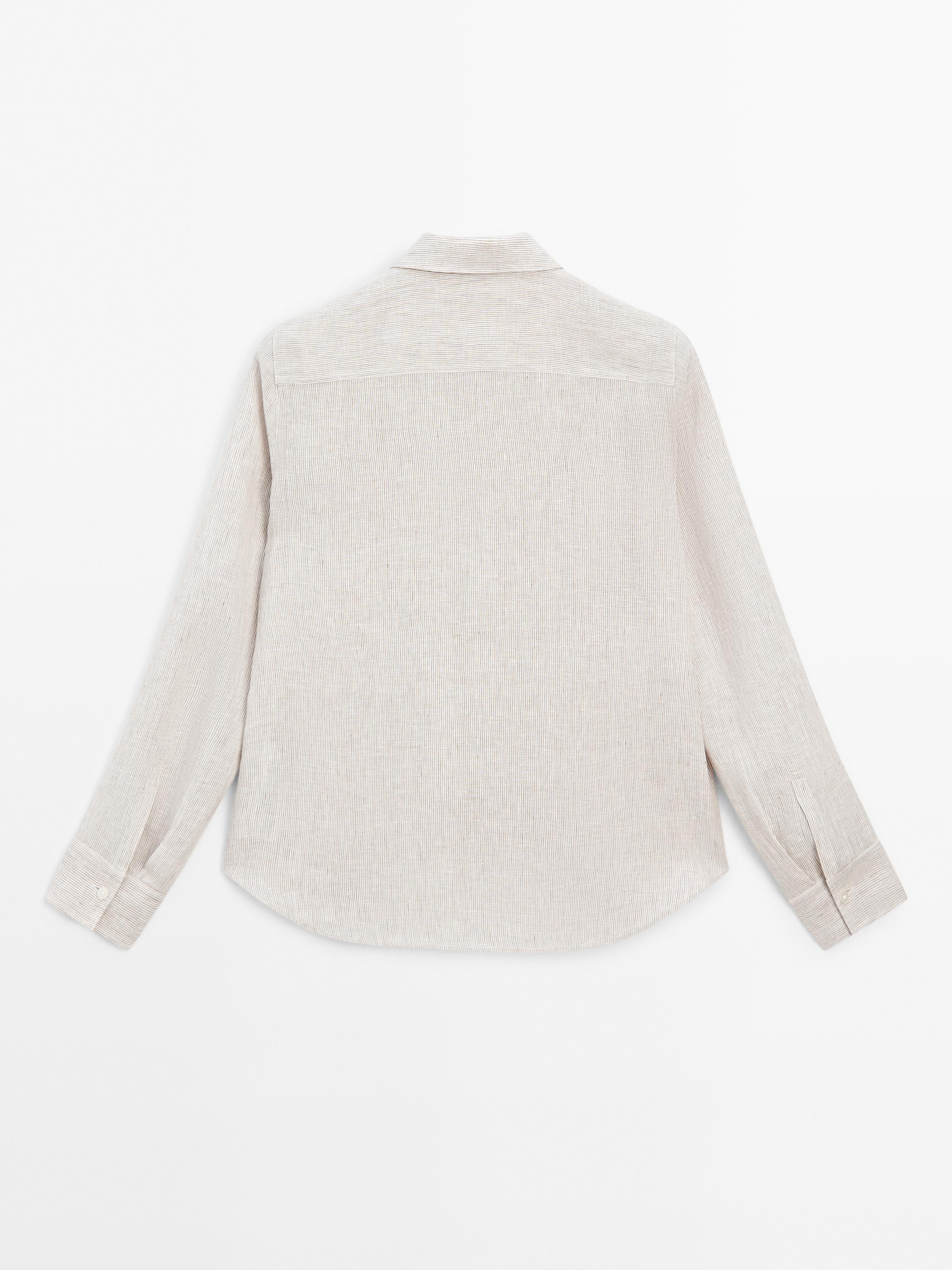 Pinstriped flowing linen shirt