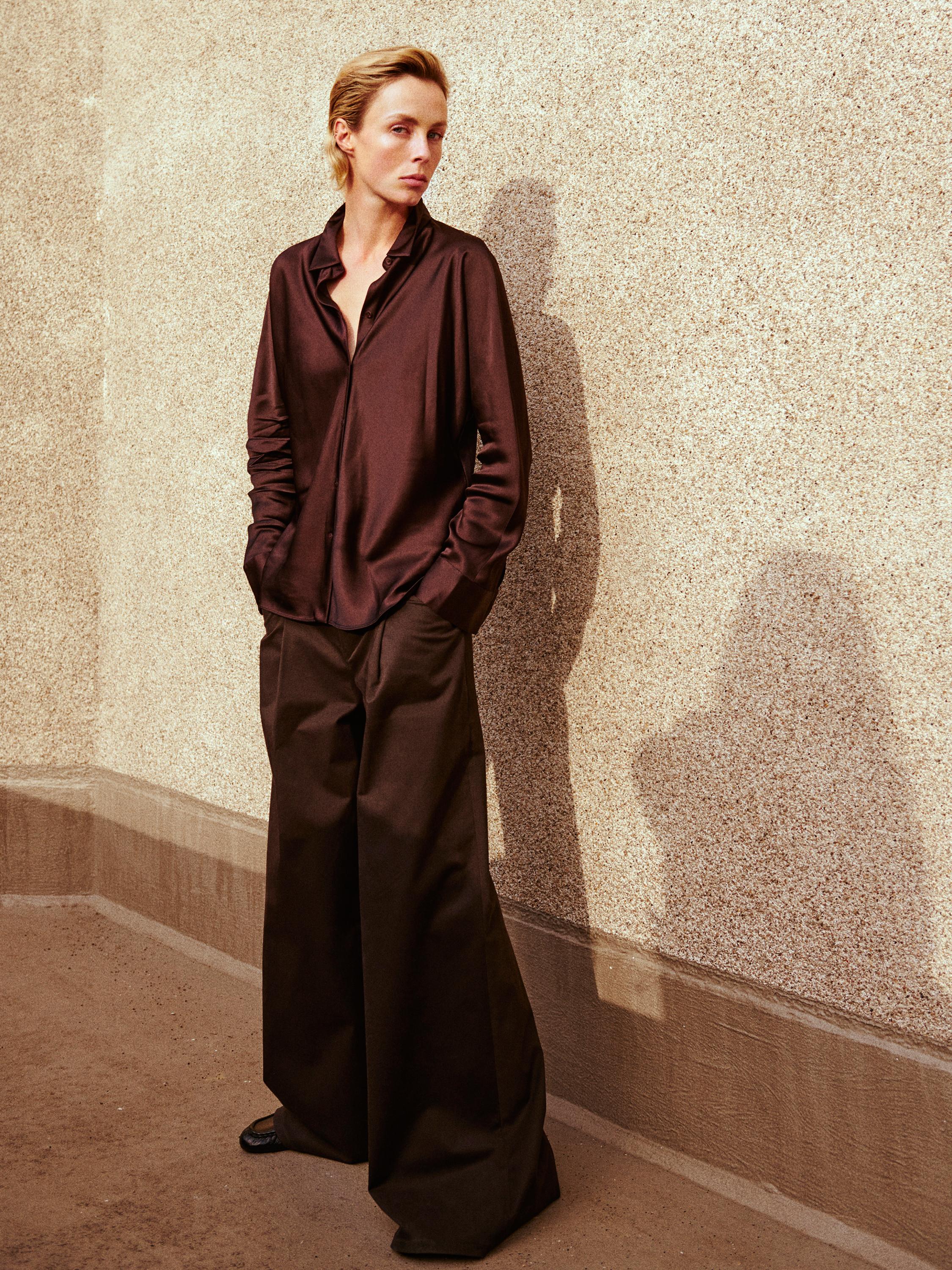 Satin shirt with batwing sleeves