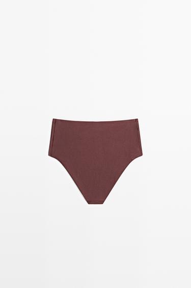 Shimmery high-waist bikini bottoms — BROWN 5