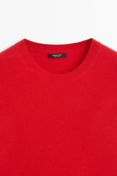Wool blend crew neck knit sweater — RED 9