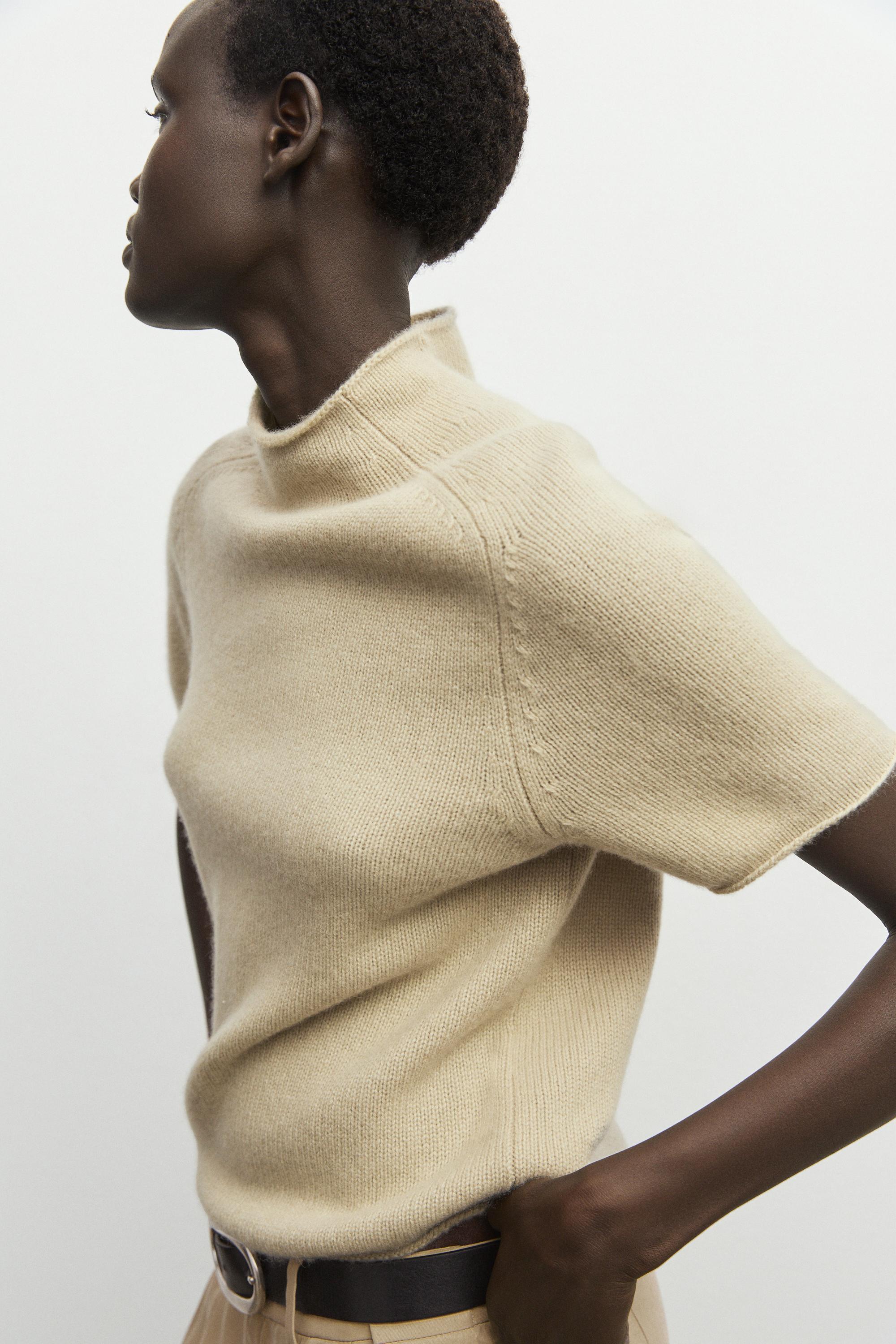 100% Cashmere Mock Turtleneck Sweater - MINK