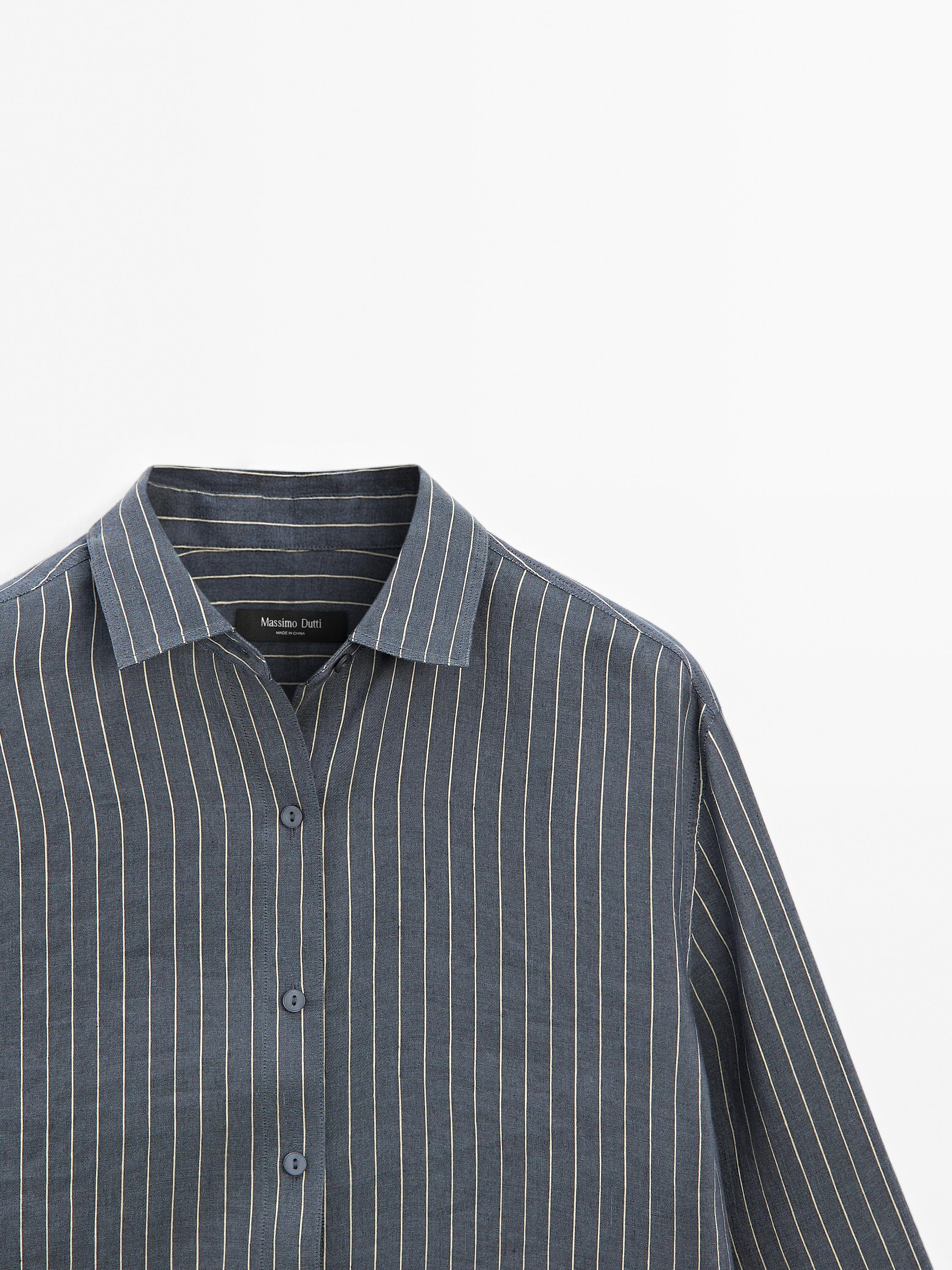 Striped linen blend shirt