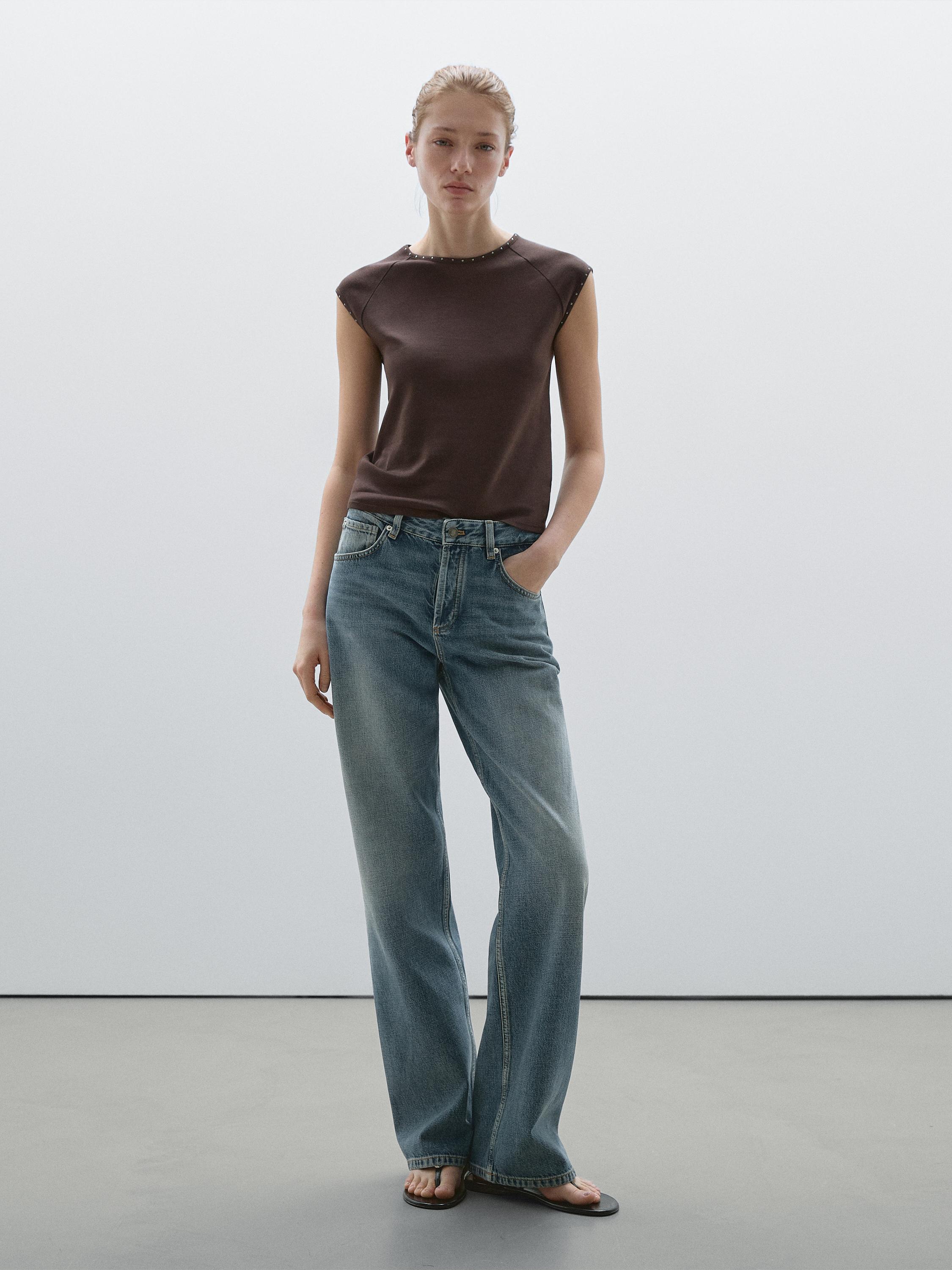 Short sleeve T-shirt with stud details