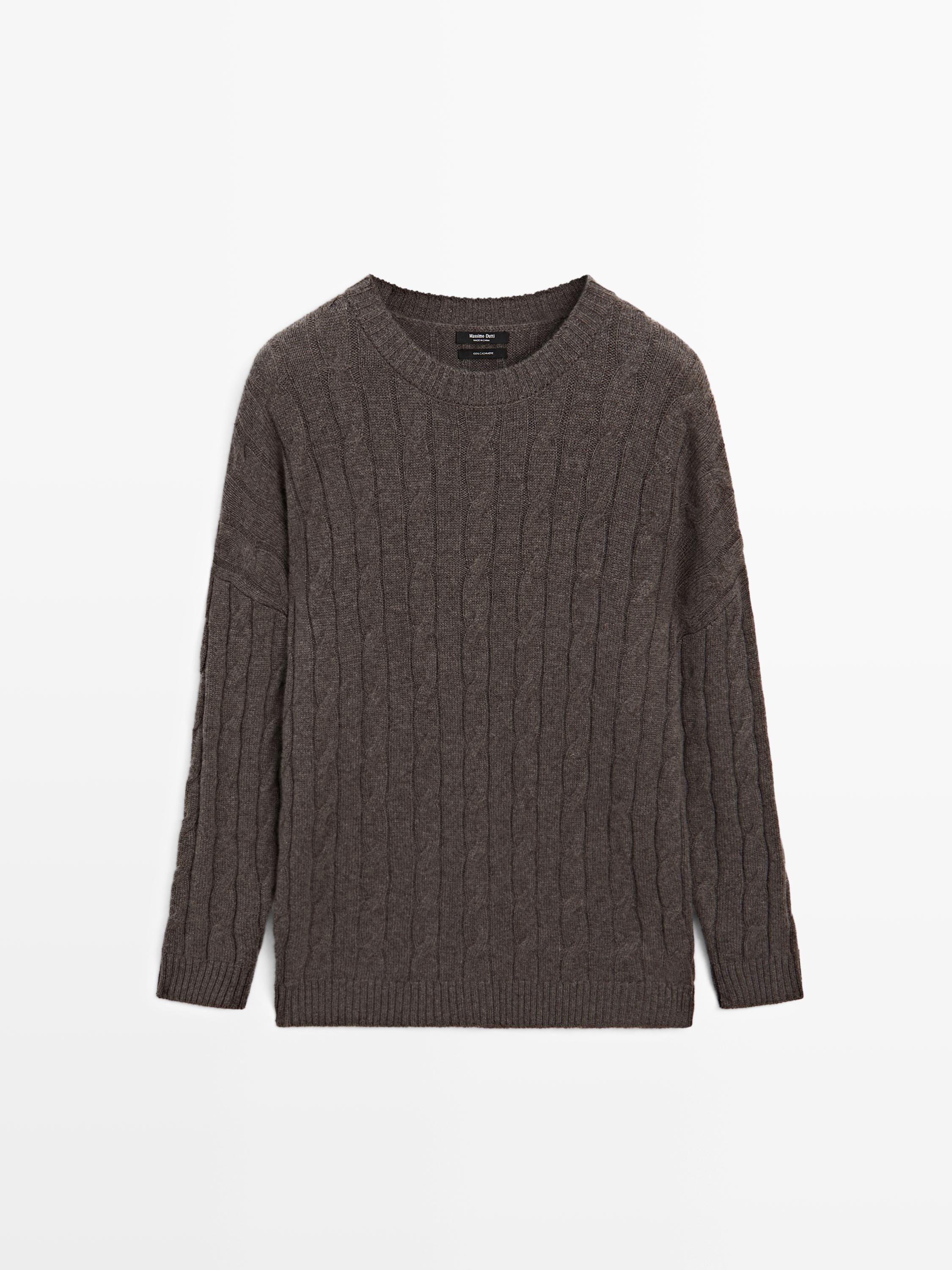 100% cashmere cable-knit sweater — ANTHRACITE GREY