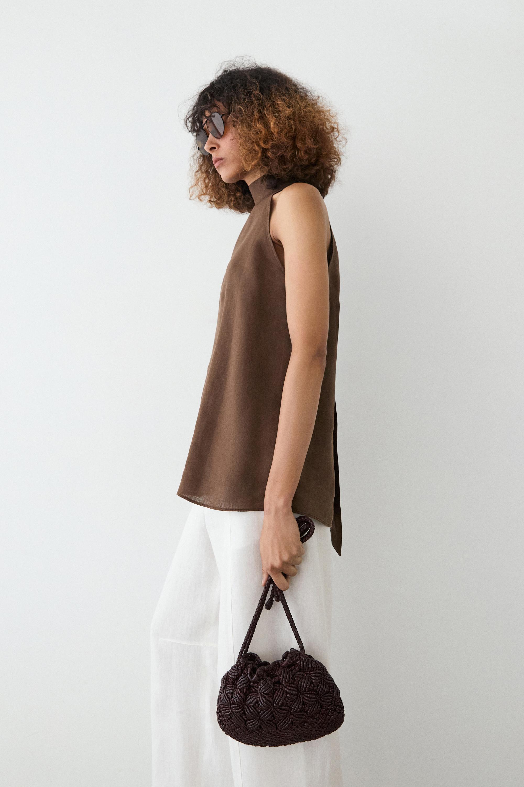 Linen barrel fit pants — Off white