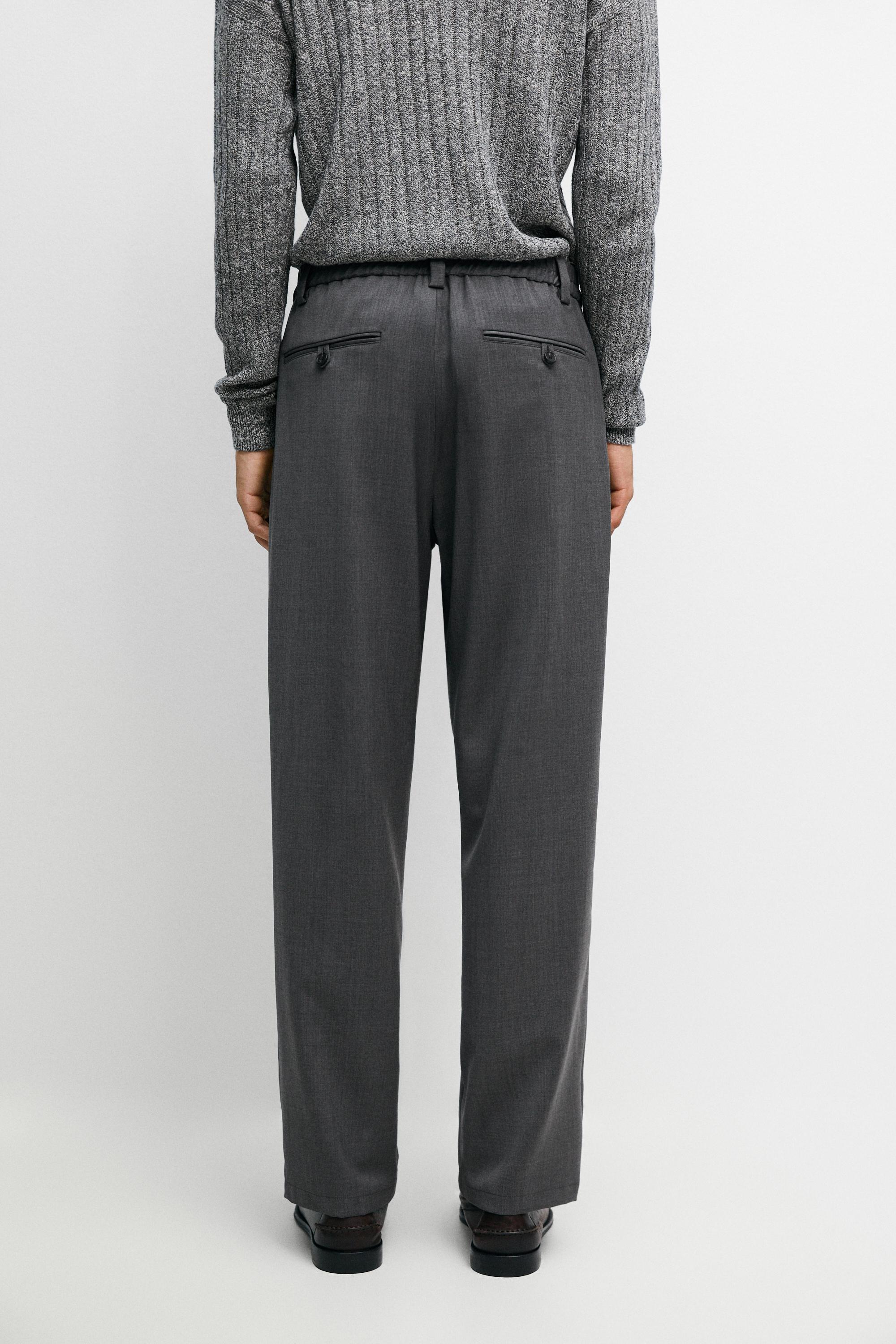 100% wool straight-leg pants — GREY