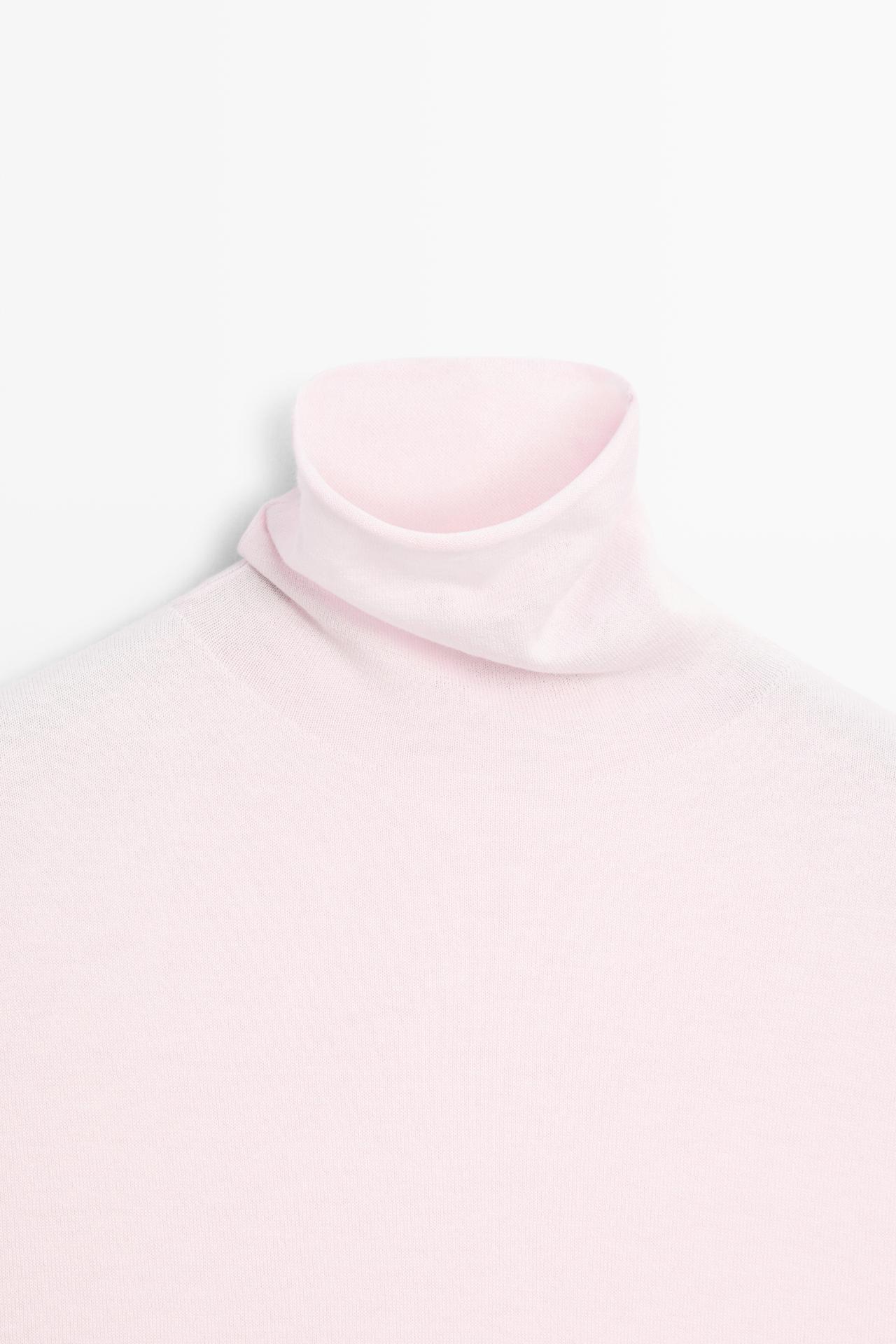 Wool blend turtleneck knit sweater — ROSE PINK