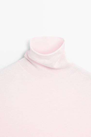 Wool blend turtleneck knit sweater — ROSE PINK 9