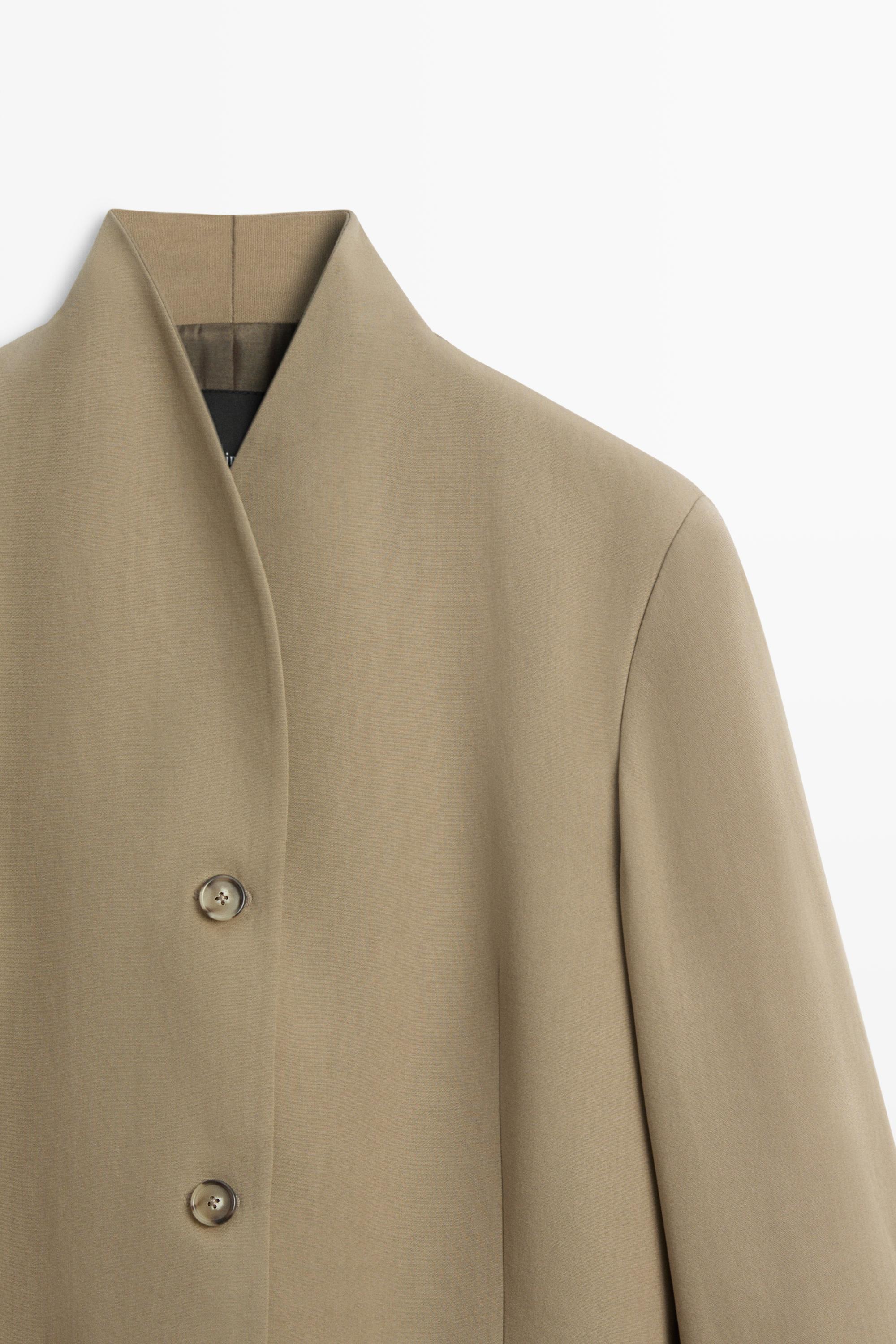 Stand collar blazer — MOLE BROWN