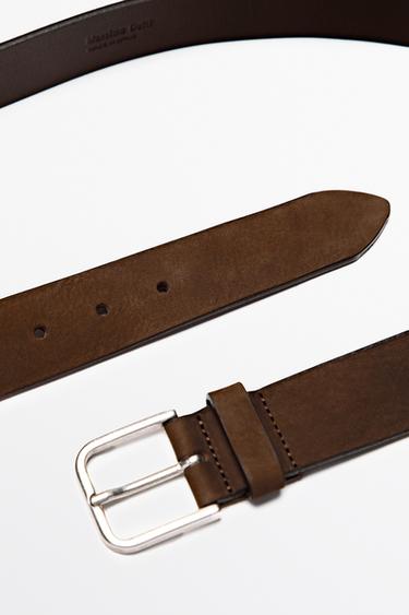 Nubuck leather belt — BROWN 3