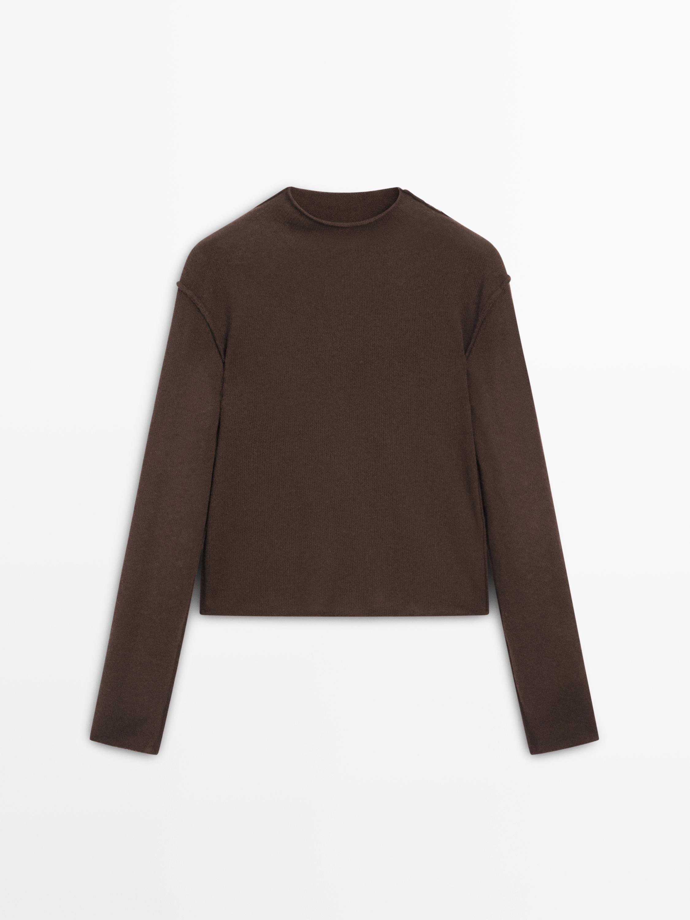 Wool blend knit sweater with mock turtleneck