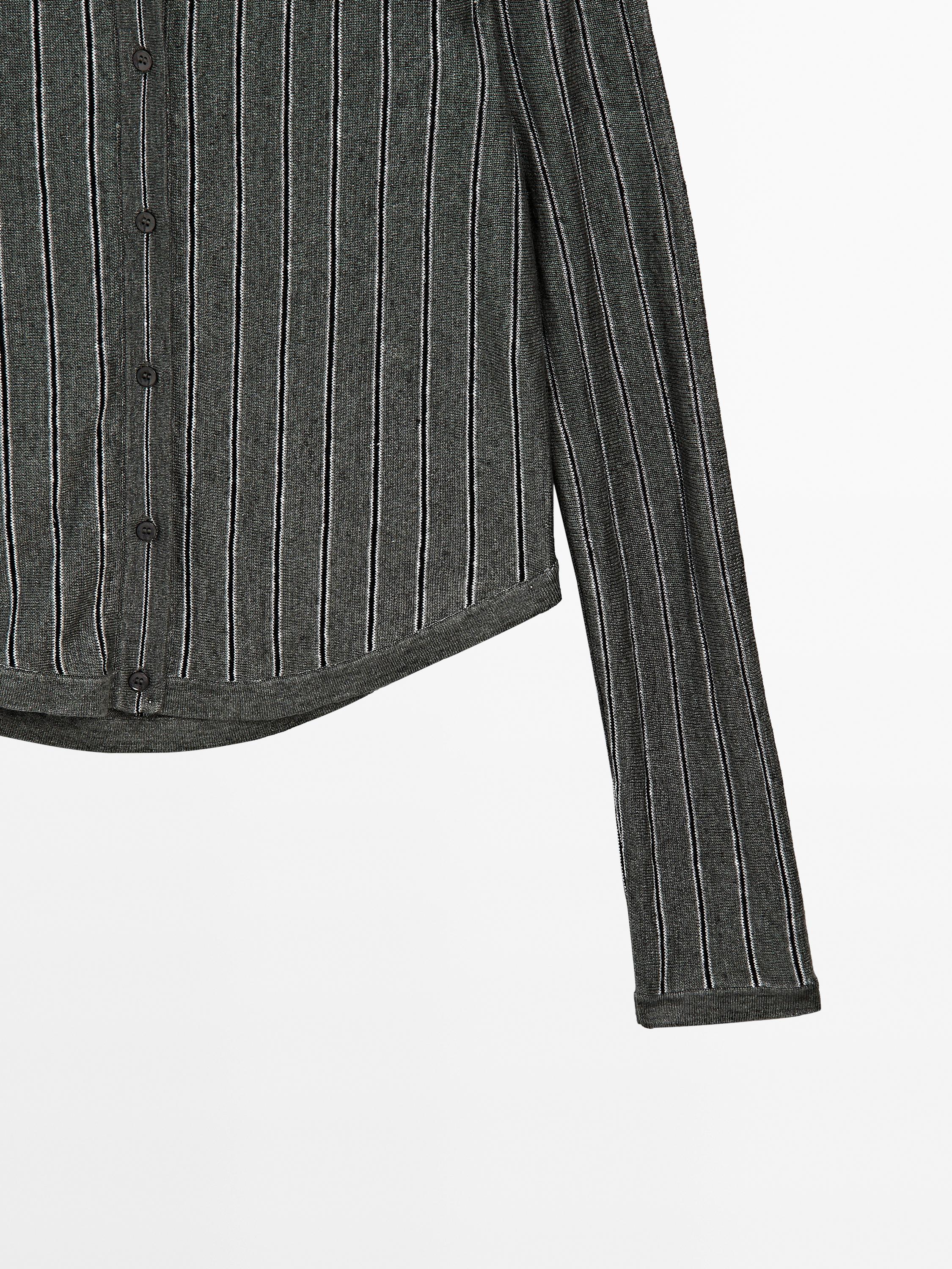 100% linen striped cardigan