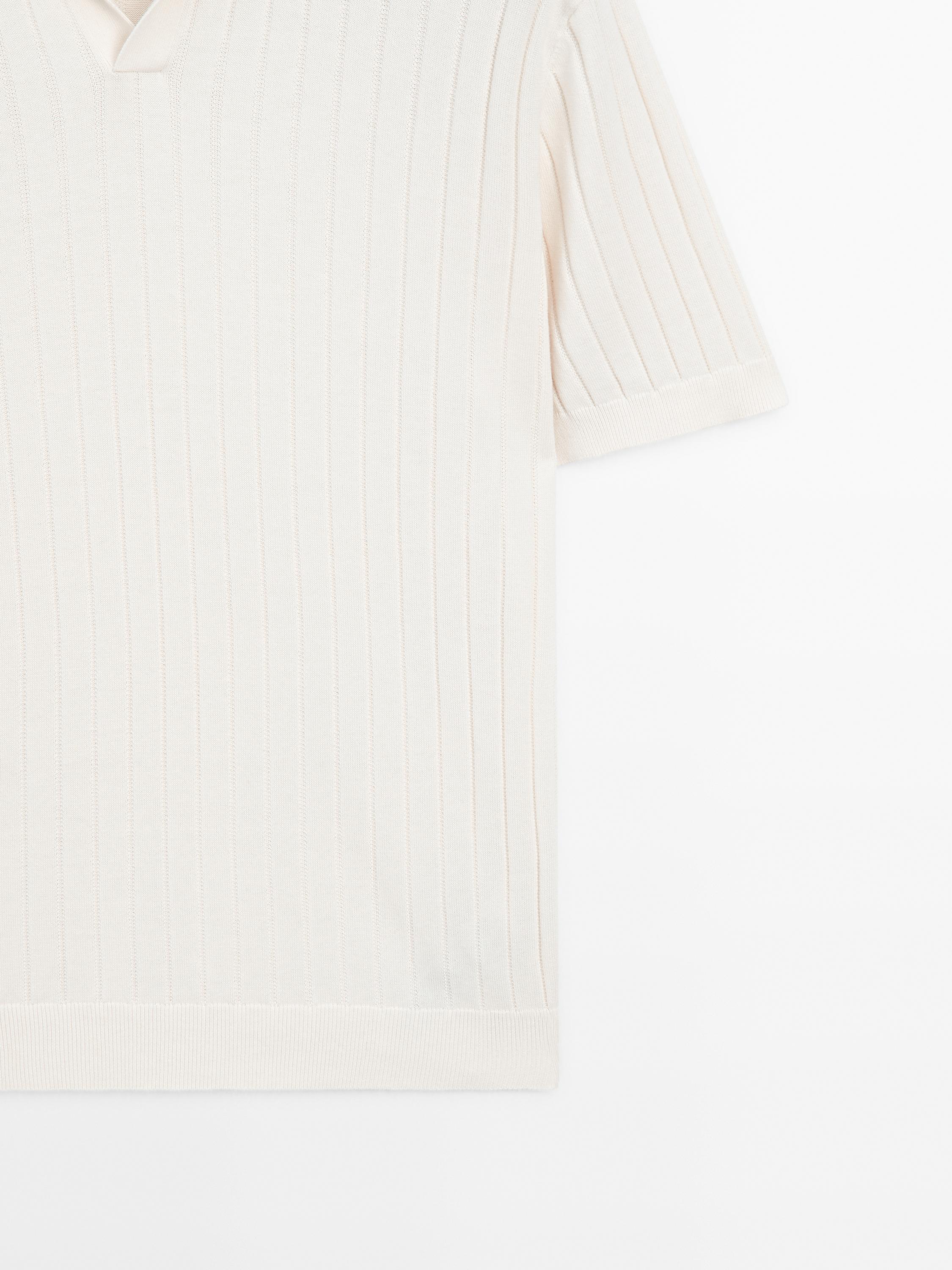 Ribbed knit polo shirt