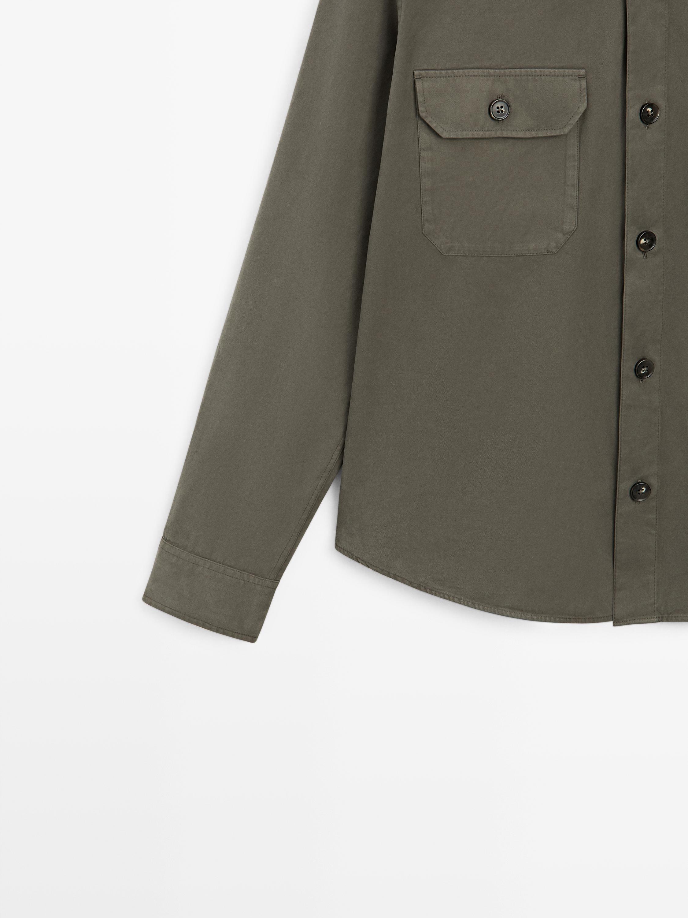 Cotton overshirt with pockets — GREEN