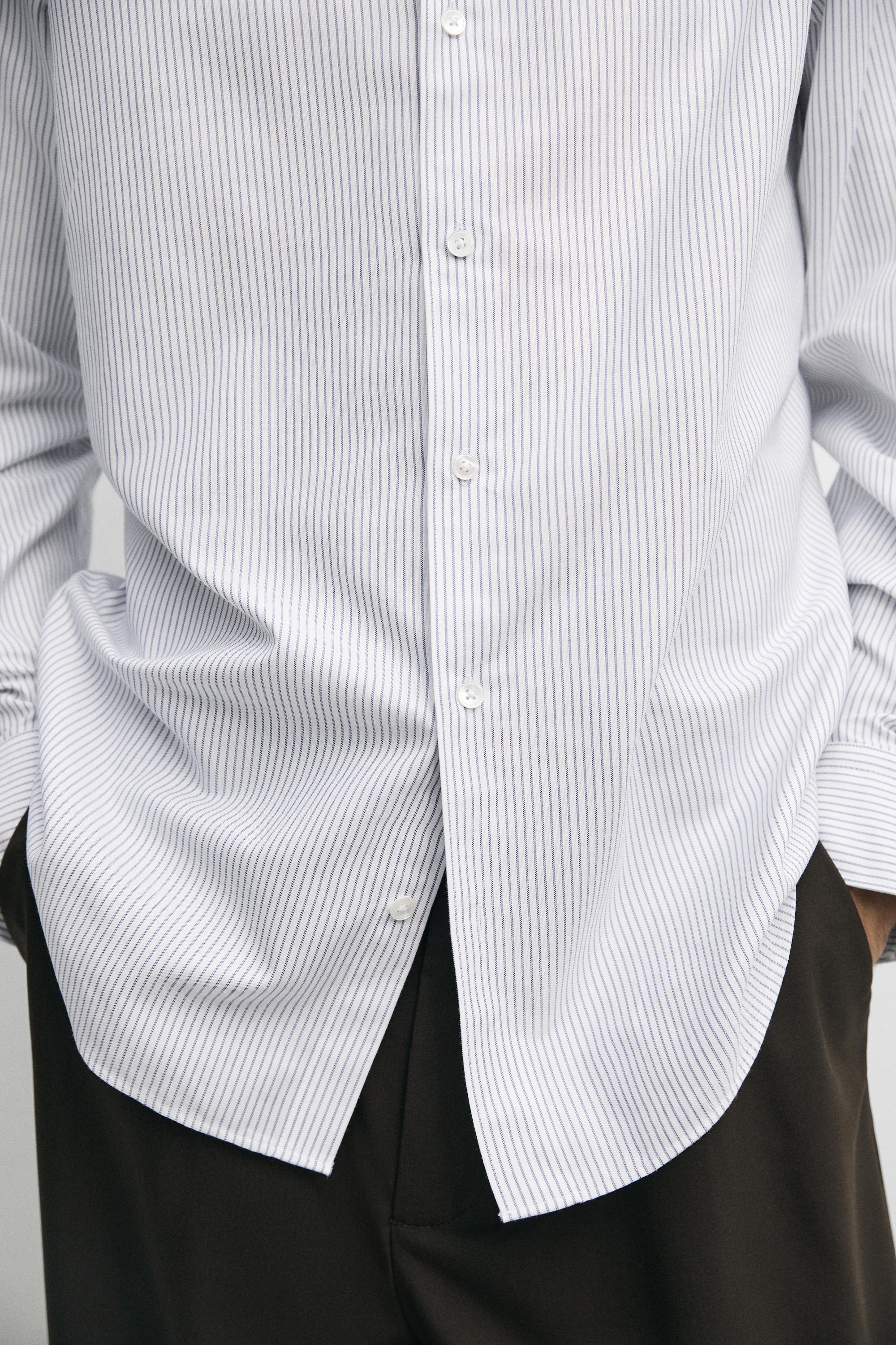 Regular fit striped cotton Oxford shirt — BLUE
