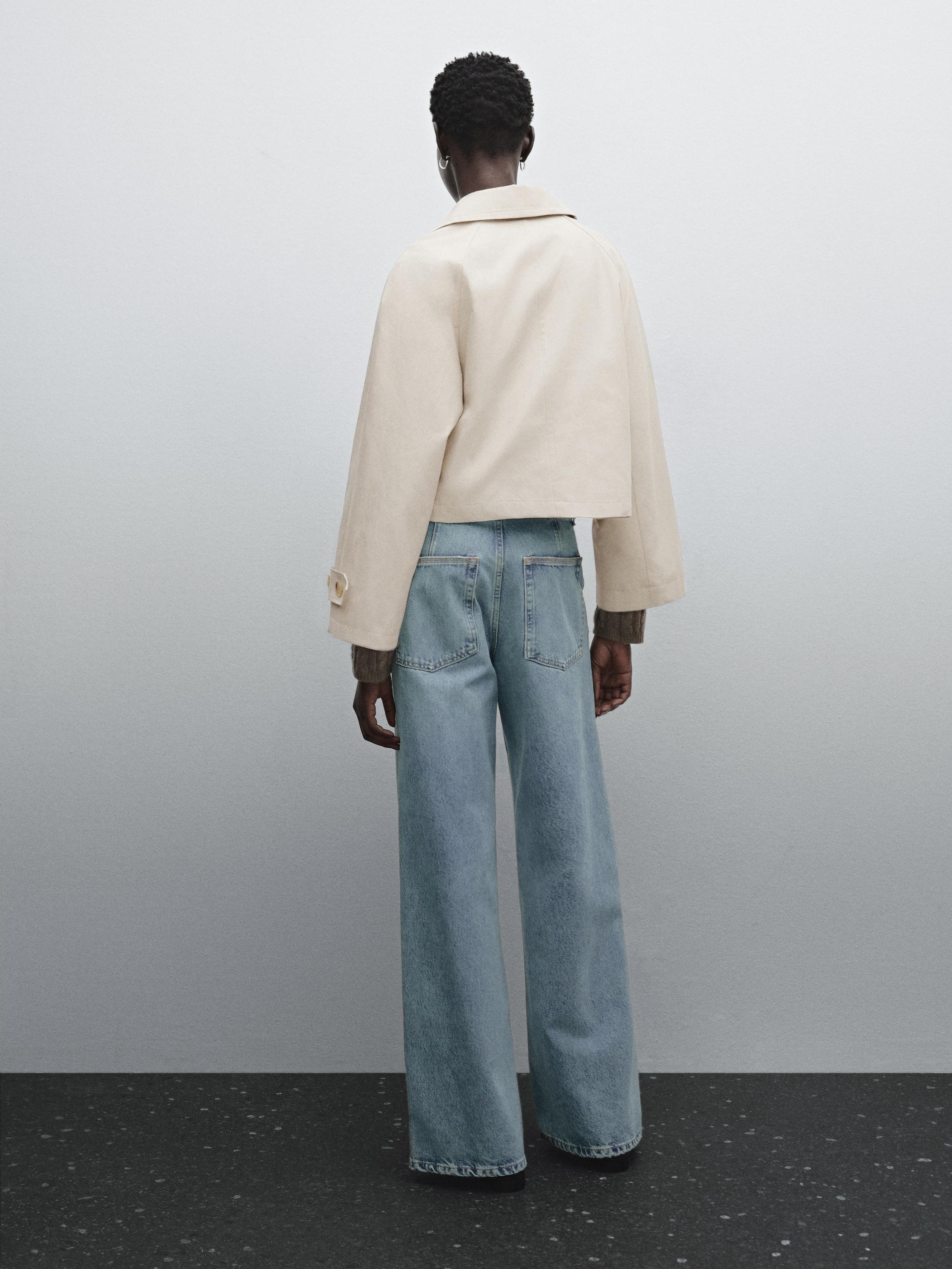 Short cotton blend trench coat