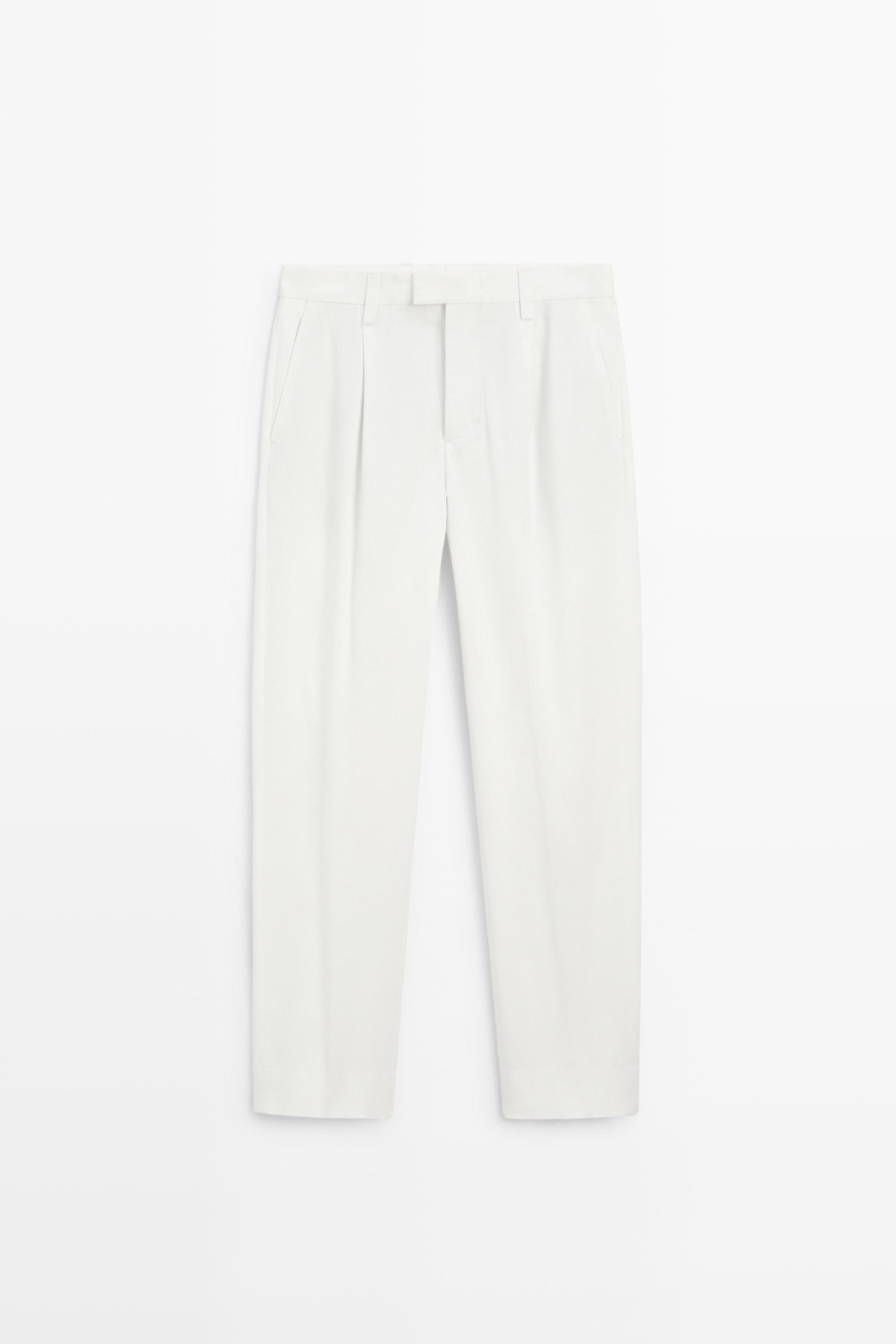 Cotton blend darted trousers — WHITE