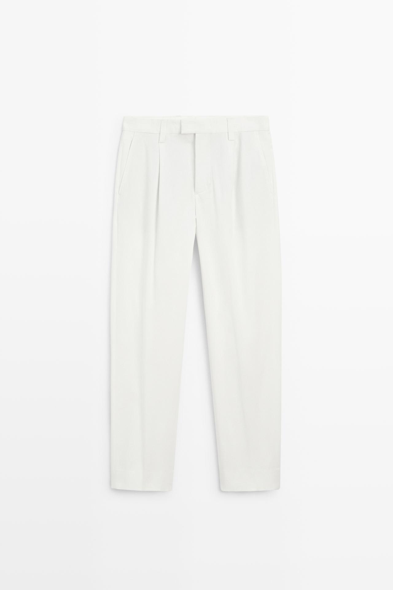 Cotton blend darted trousers — WHITE