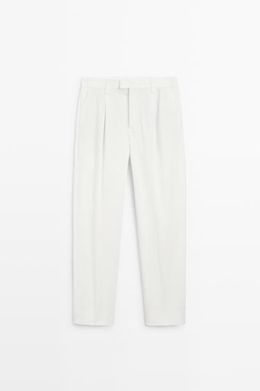 Cotton blend darted trousers — WHITE 2