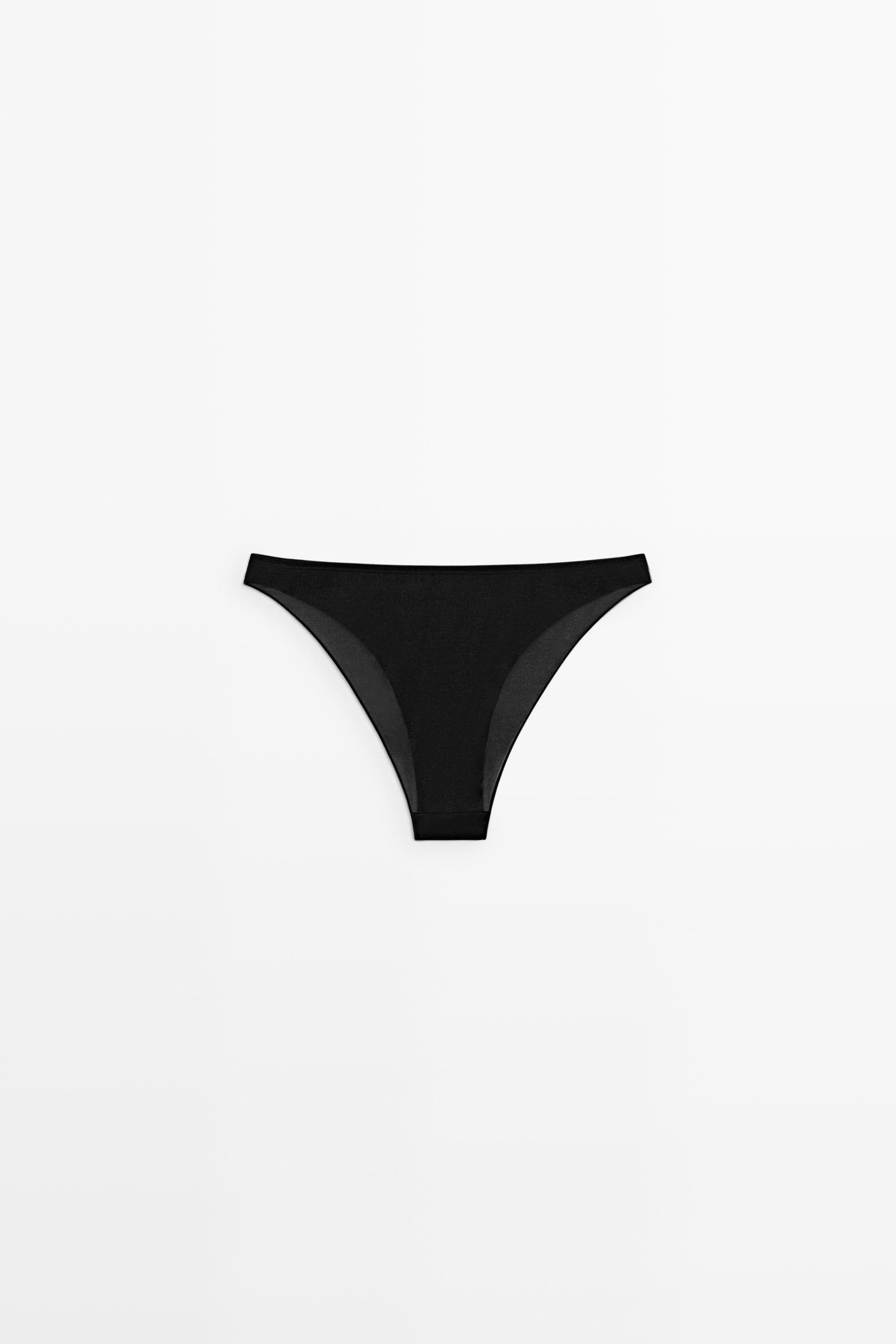 Semi-sheer briefs with metallic detail — BLACK
