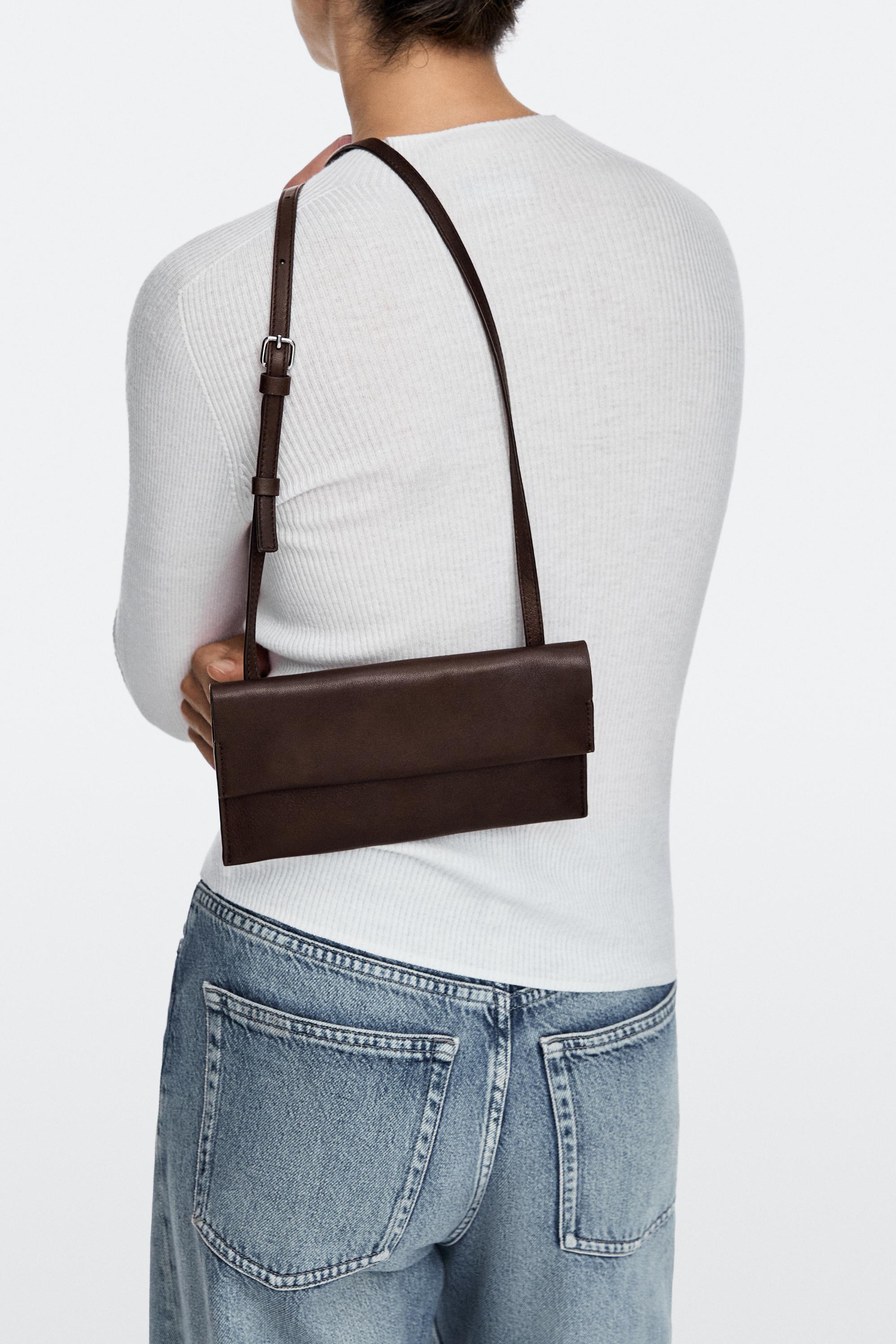 Nappa leather crossbody bag — BROWN