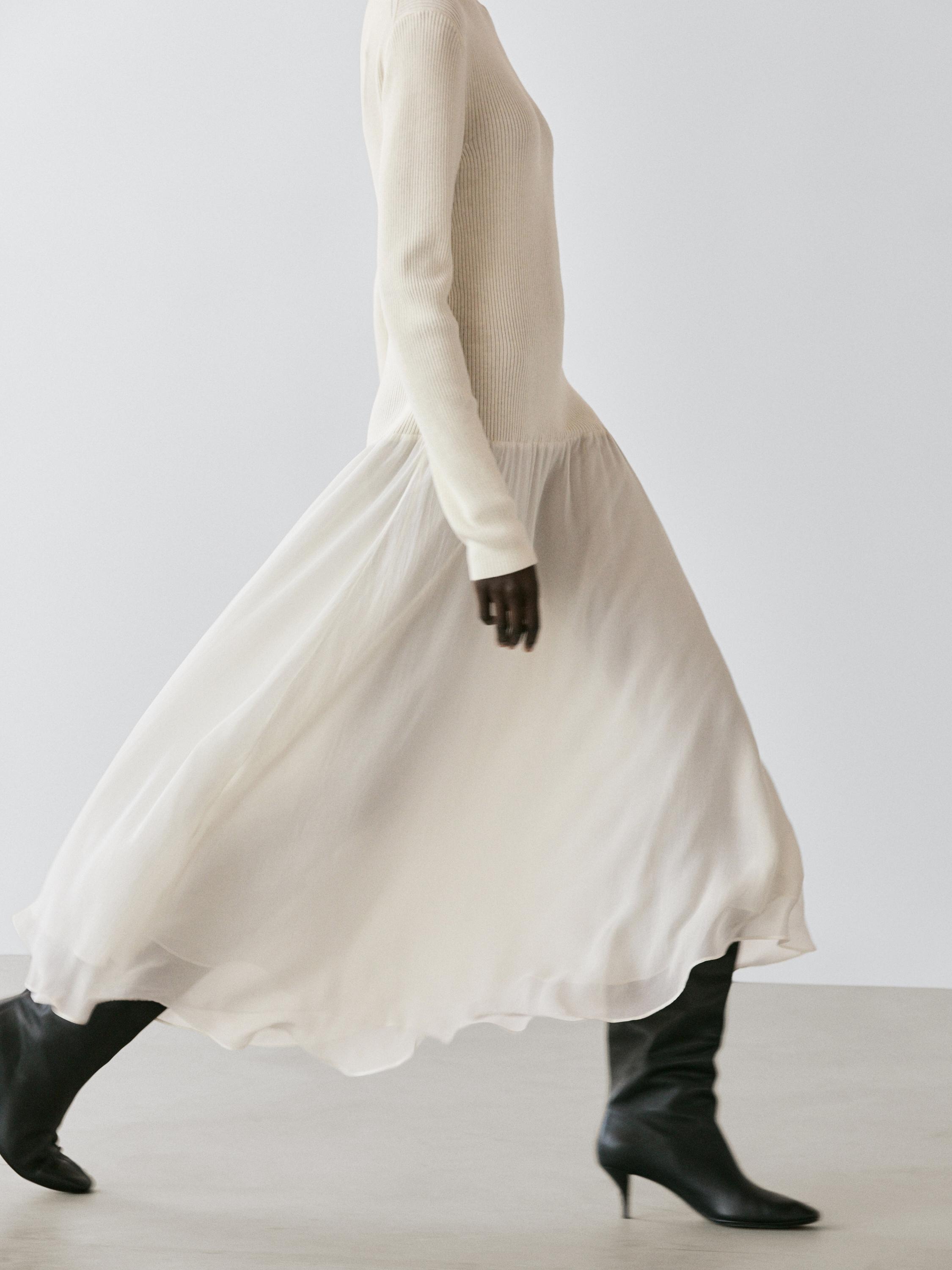 Knit dress with matching detail — CREAM