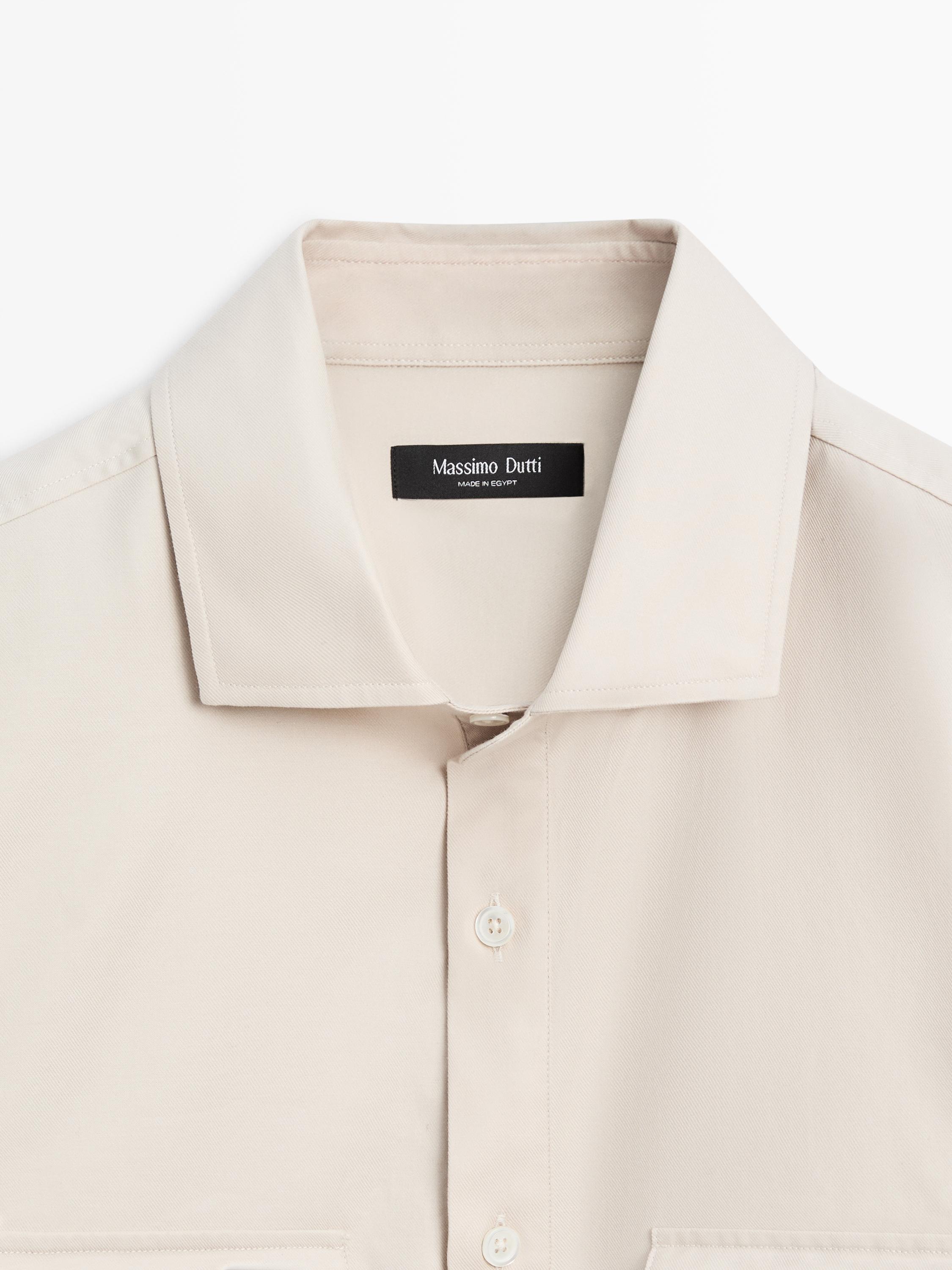 Cotton shirt with pockets — BEIGE