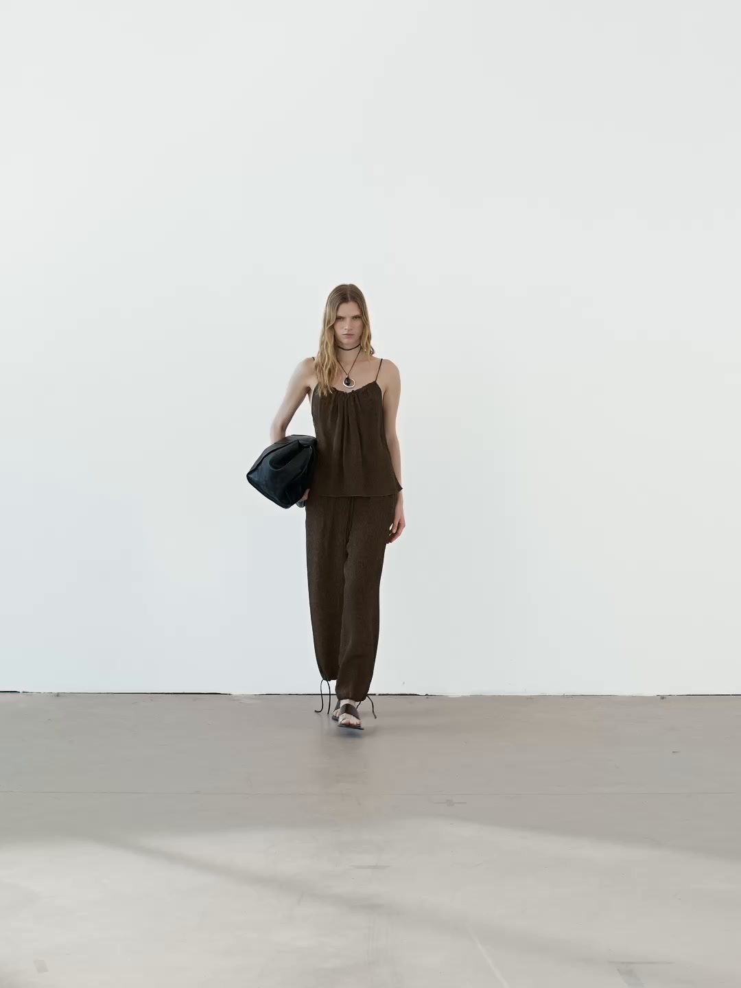 Flowing jacquard strappy top
