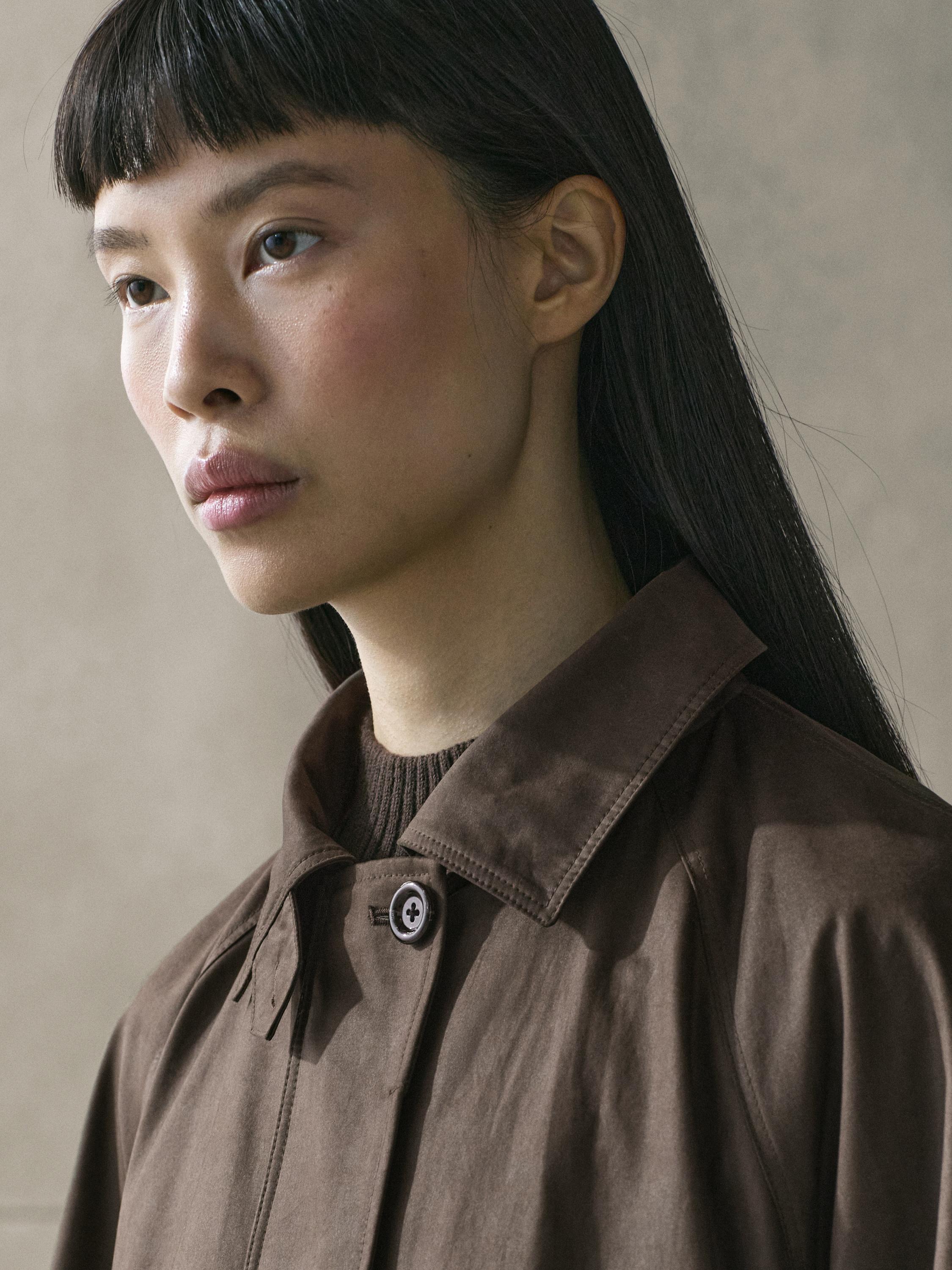Long parka with pocket details — MOLE BROWN