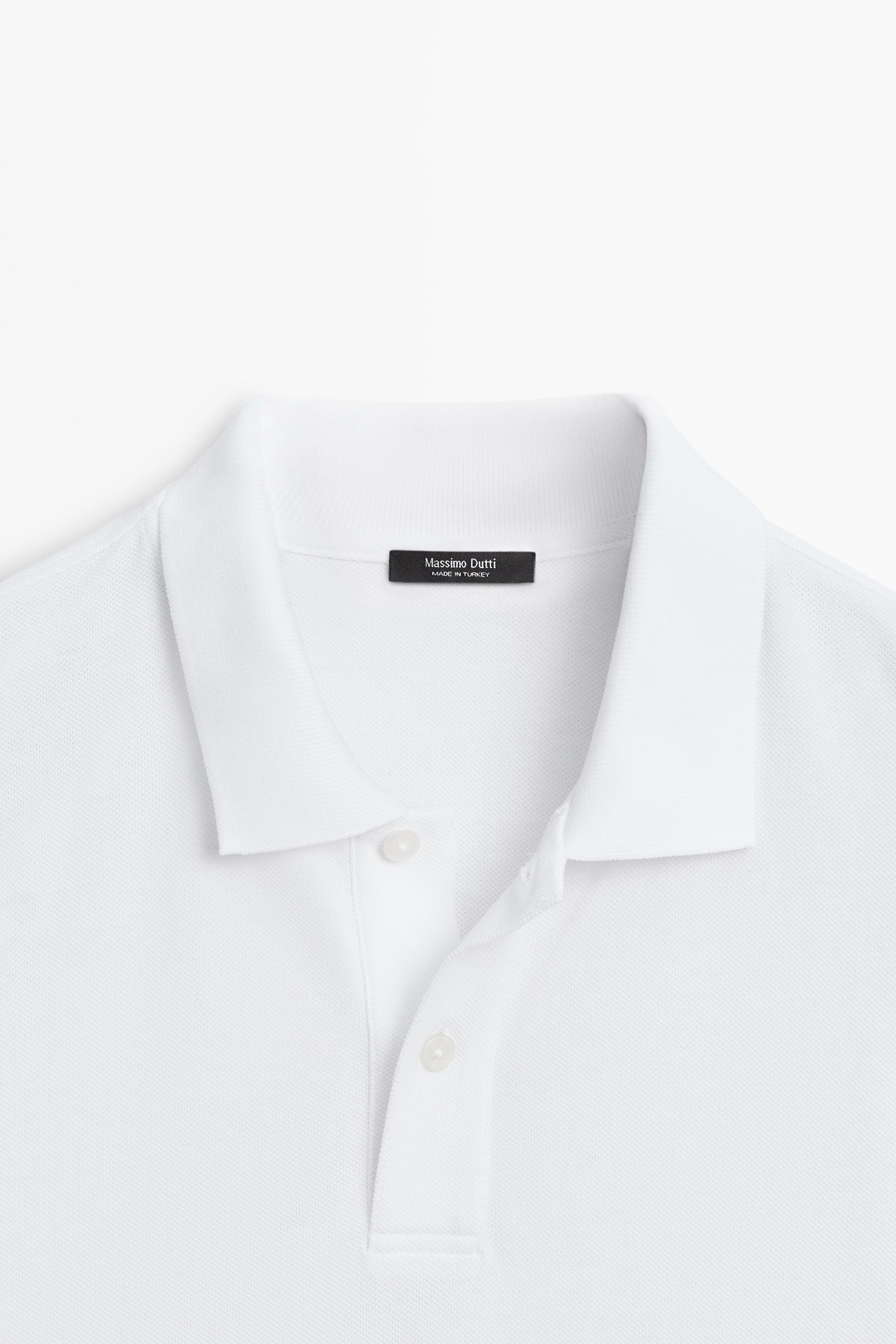 Micro-textured cotton piqué polo shirt — WHITE