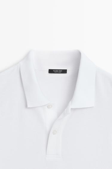 Micro-textured cotton piqué polo shirt — WHITE 9