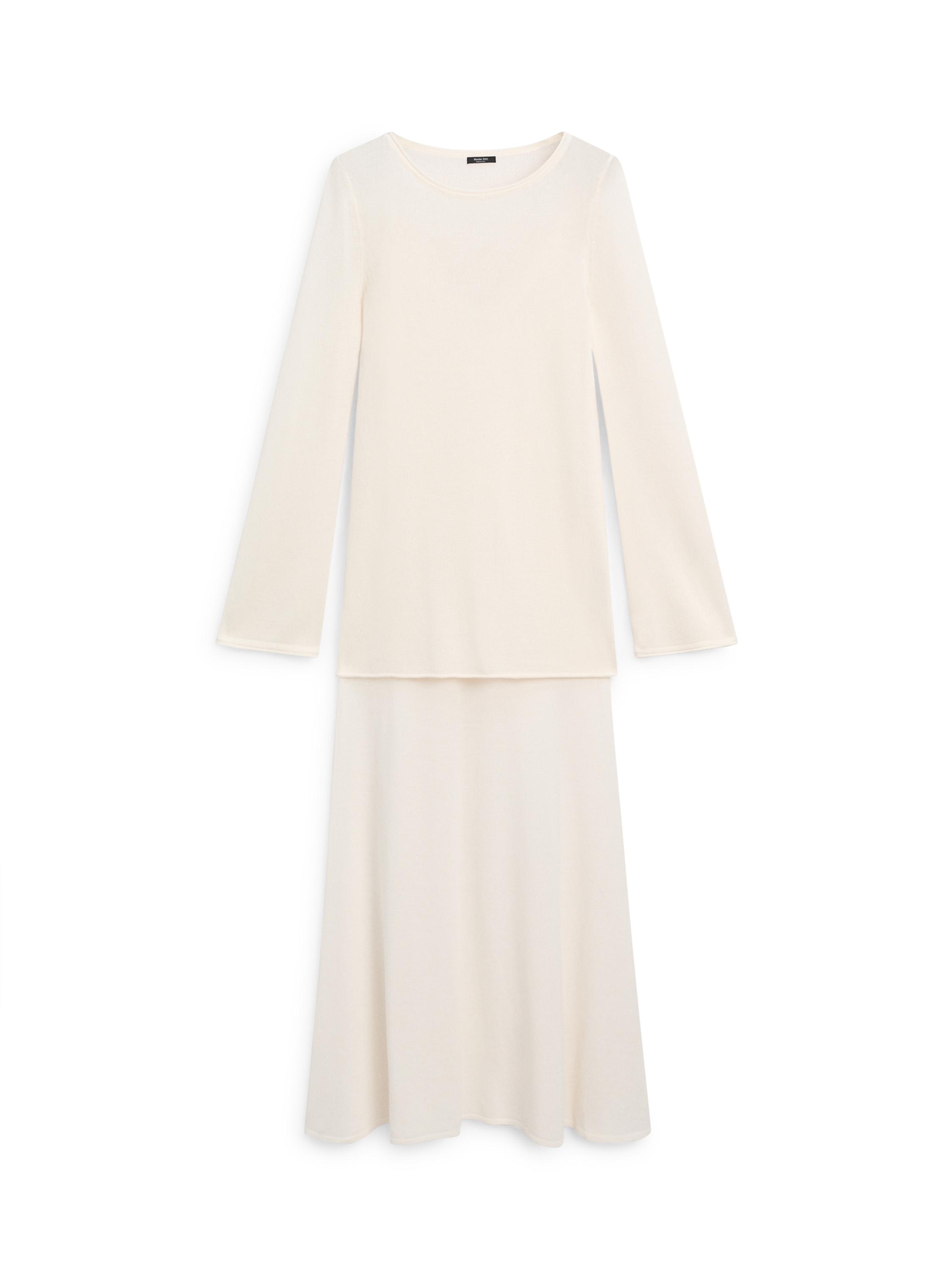 Double-layer knit dress with long sleeves — CREAM