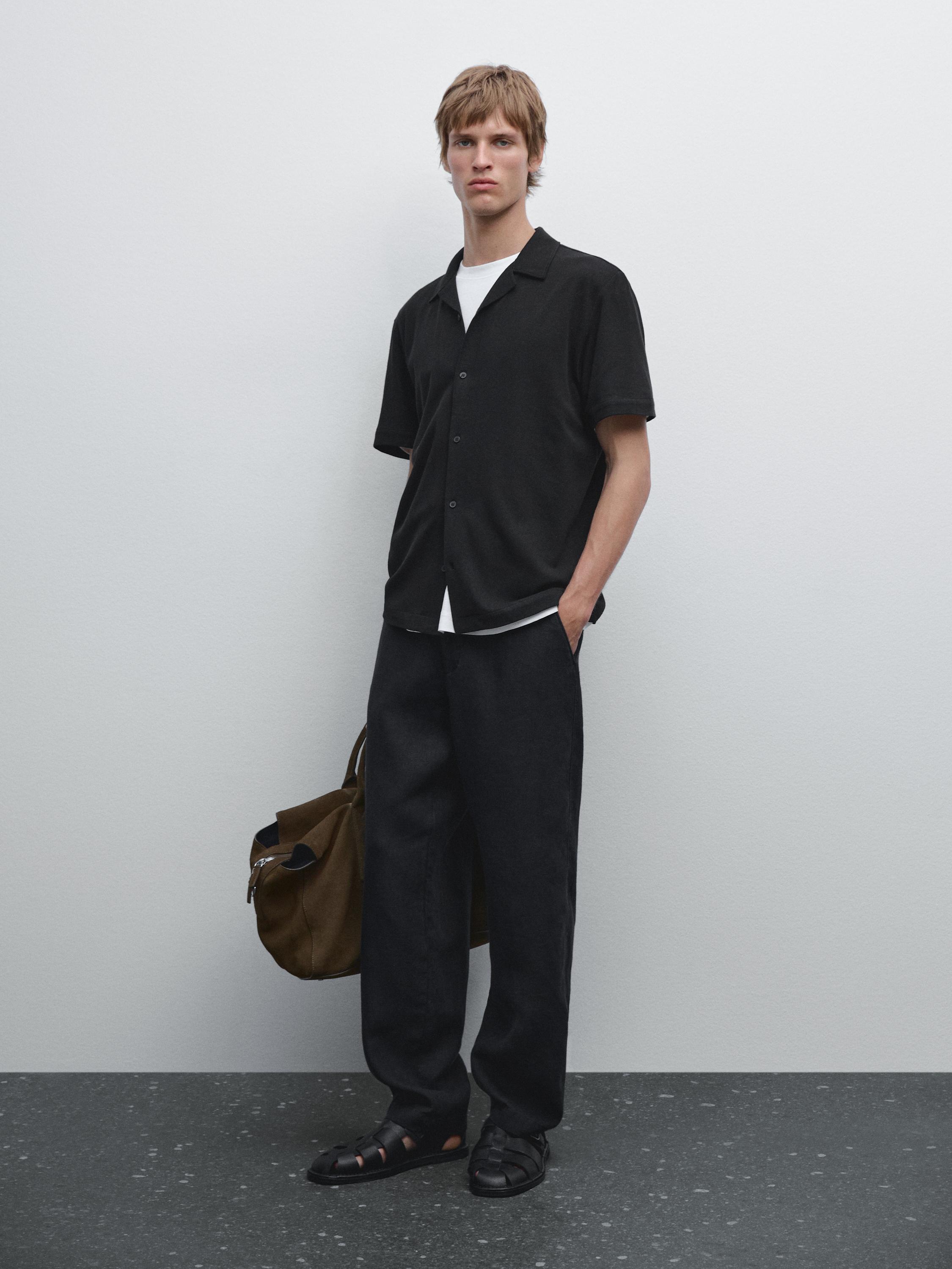 Short sleeve shirt with linen