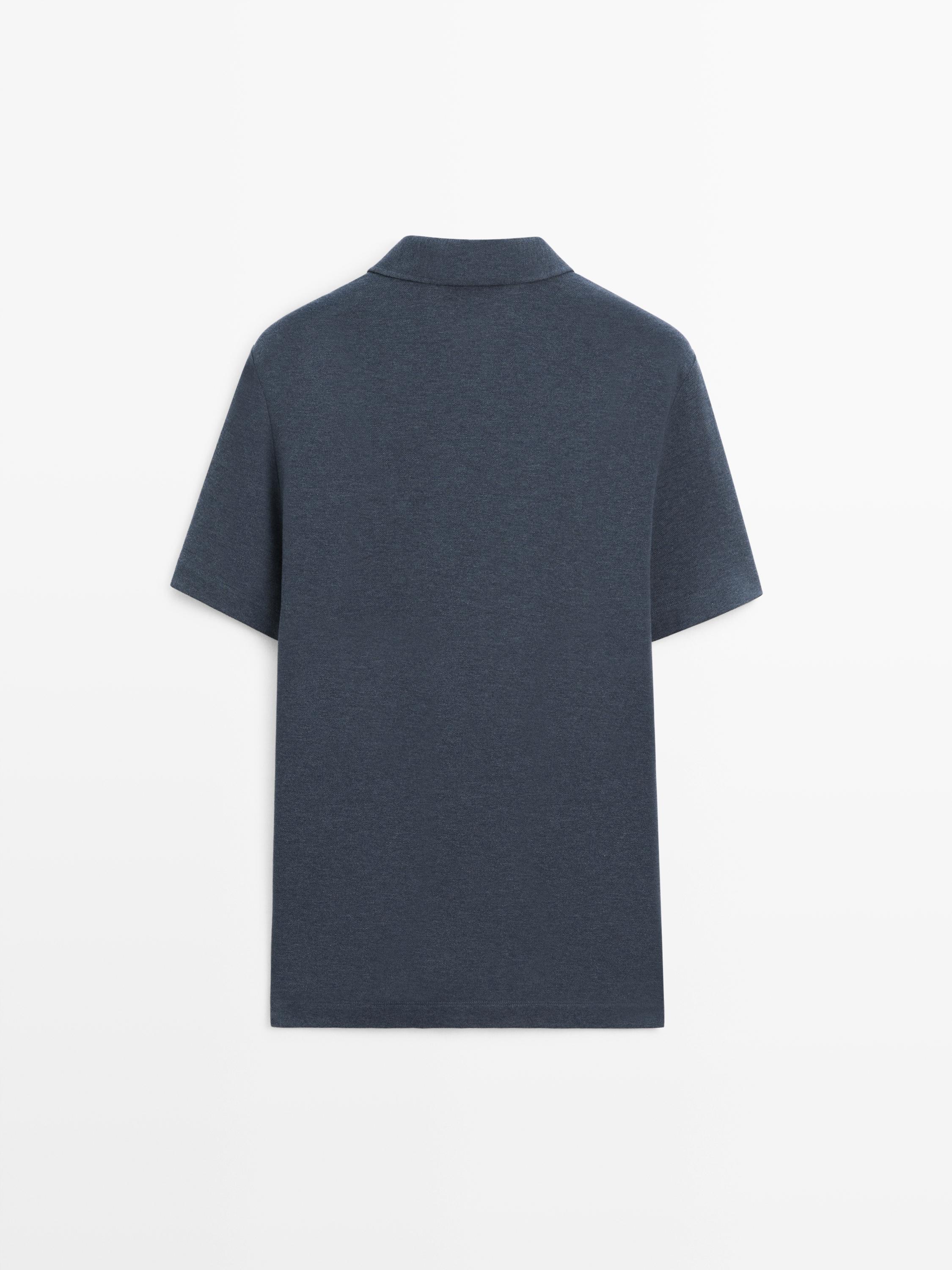 Short sleeve cotton polo shirt — INDIGO