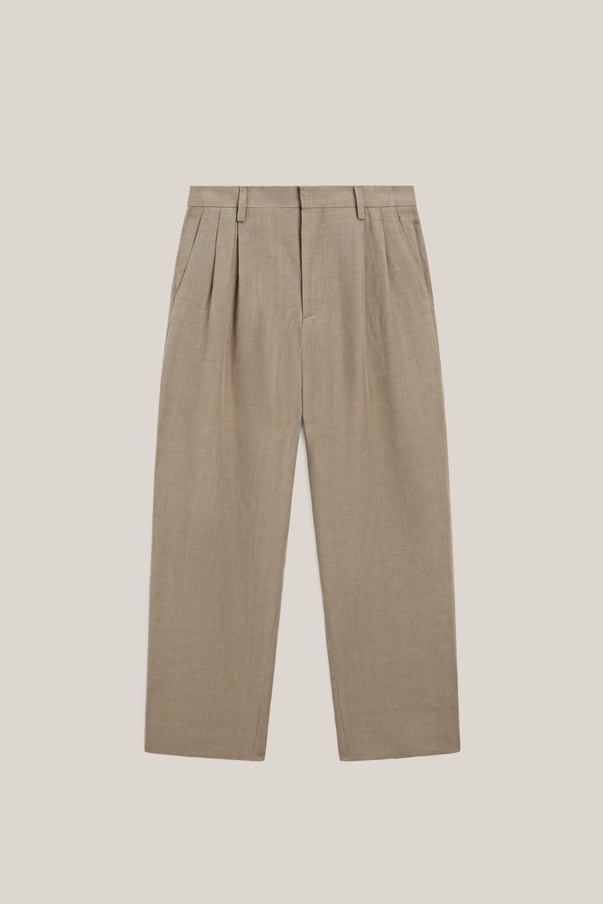 Linen trousers with double darts - LIMITED EDITION — KHAKI