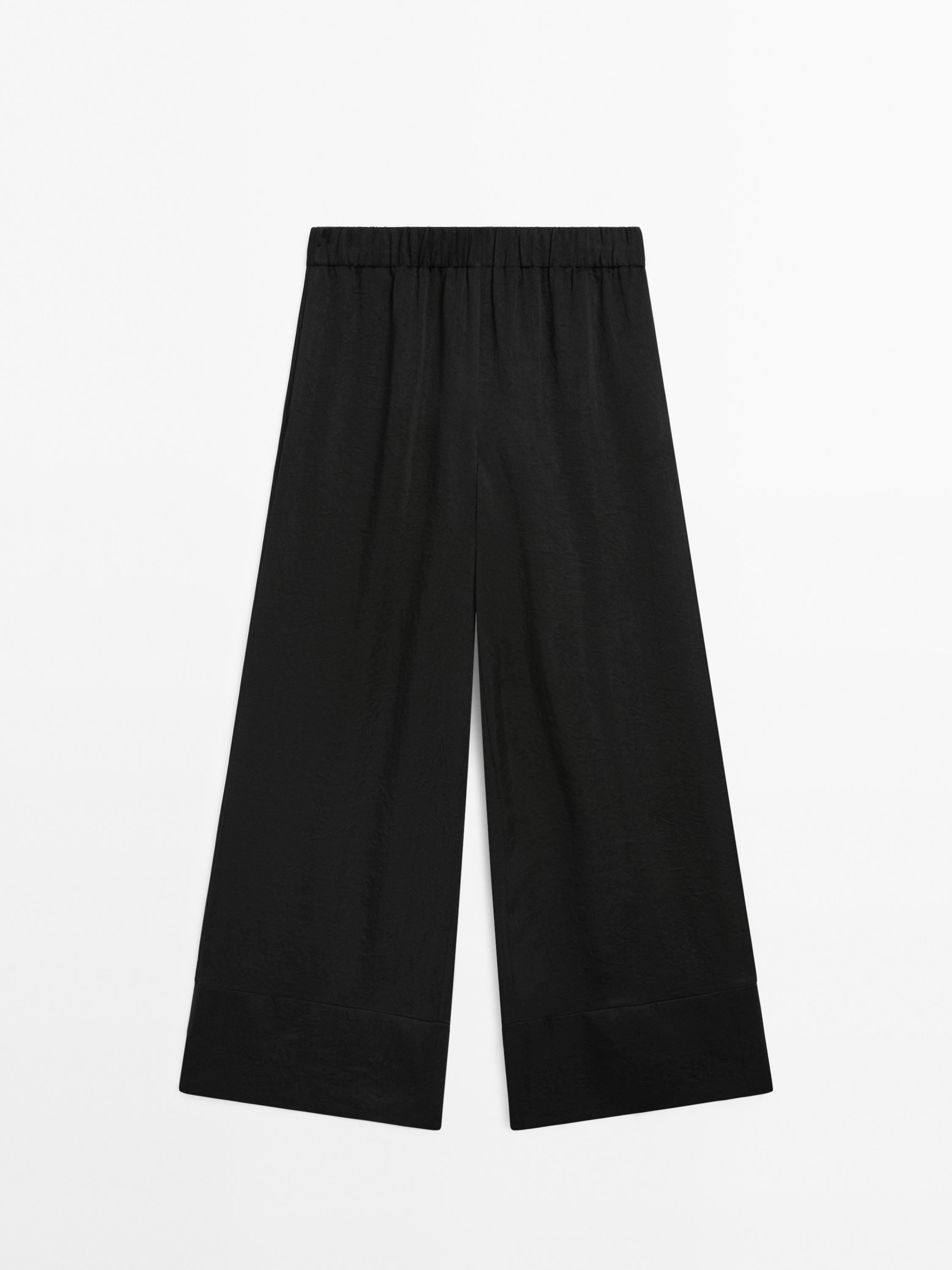 Wide-leg satin trousers