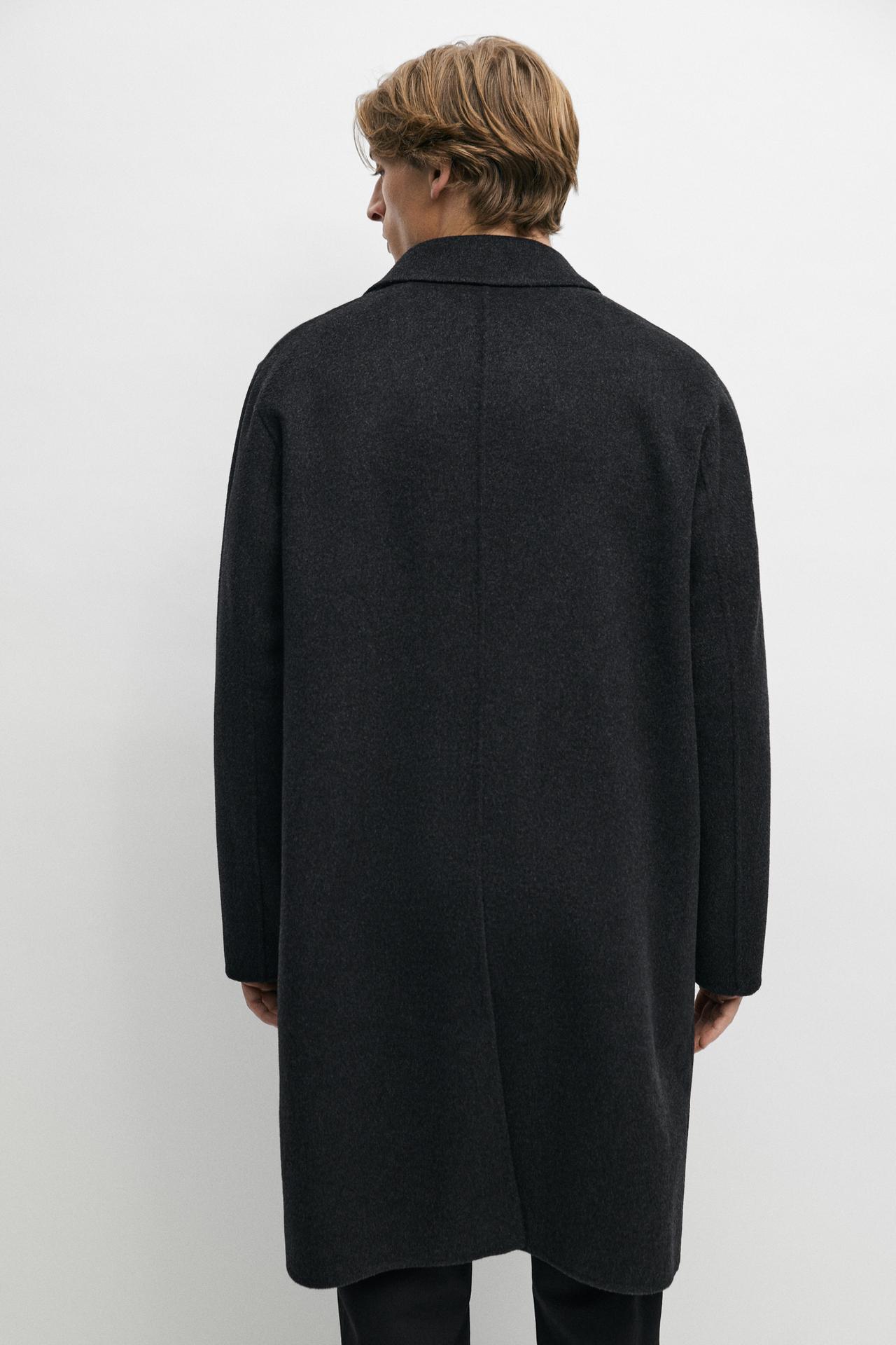 Long wool blend coat — CHARCOAL