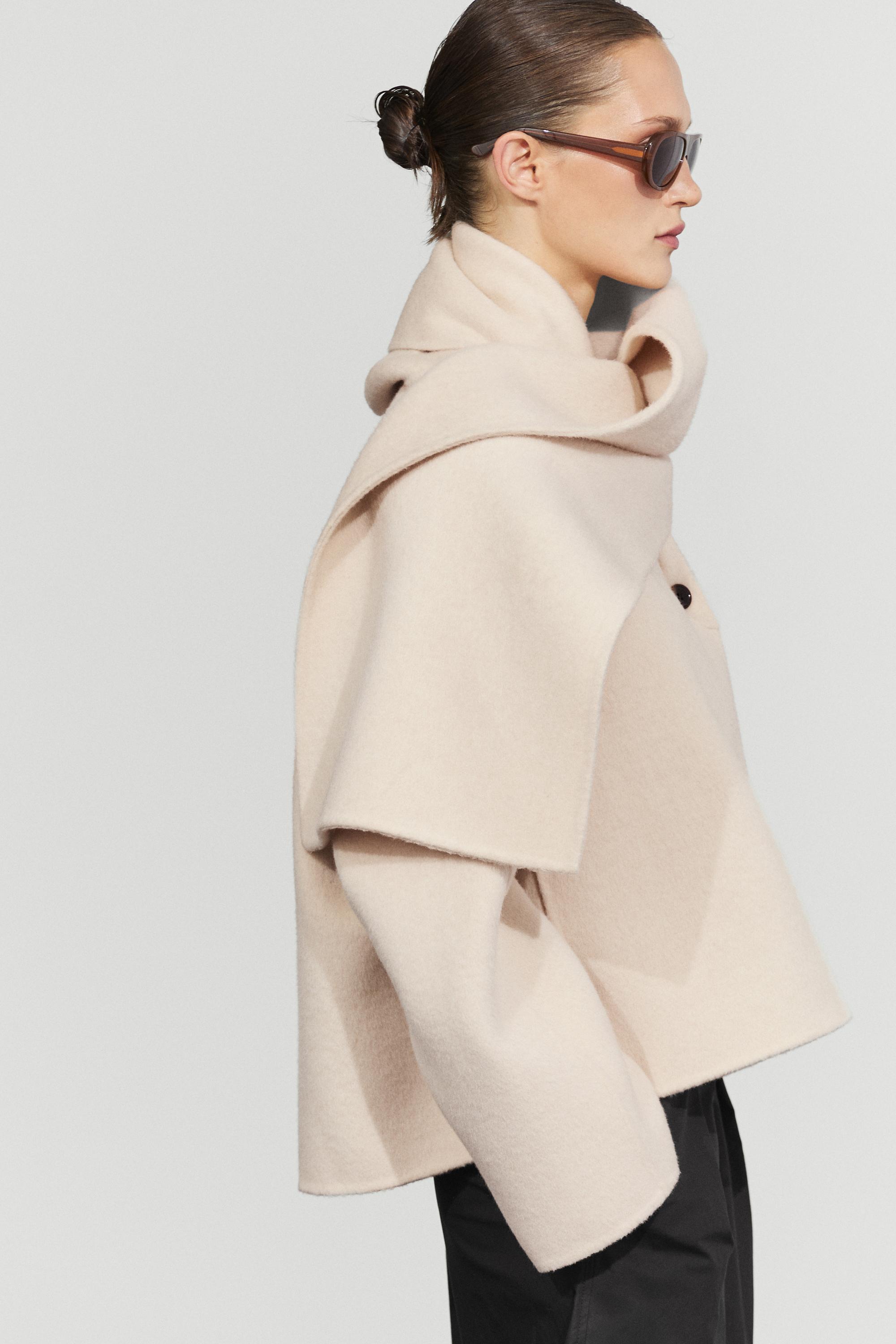 Short coat with scarf detail — Off white
