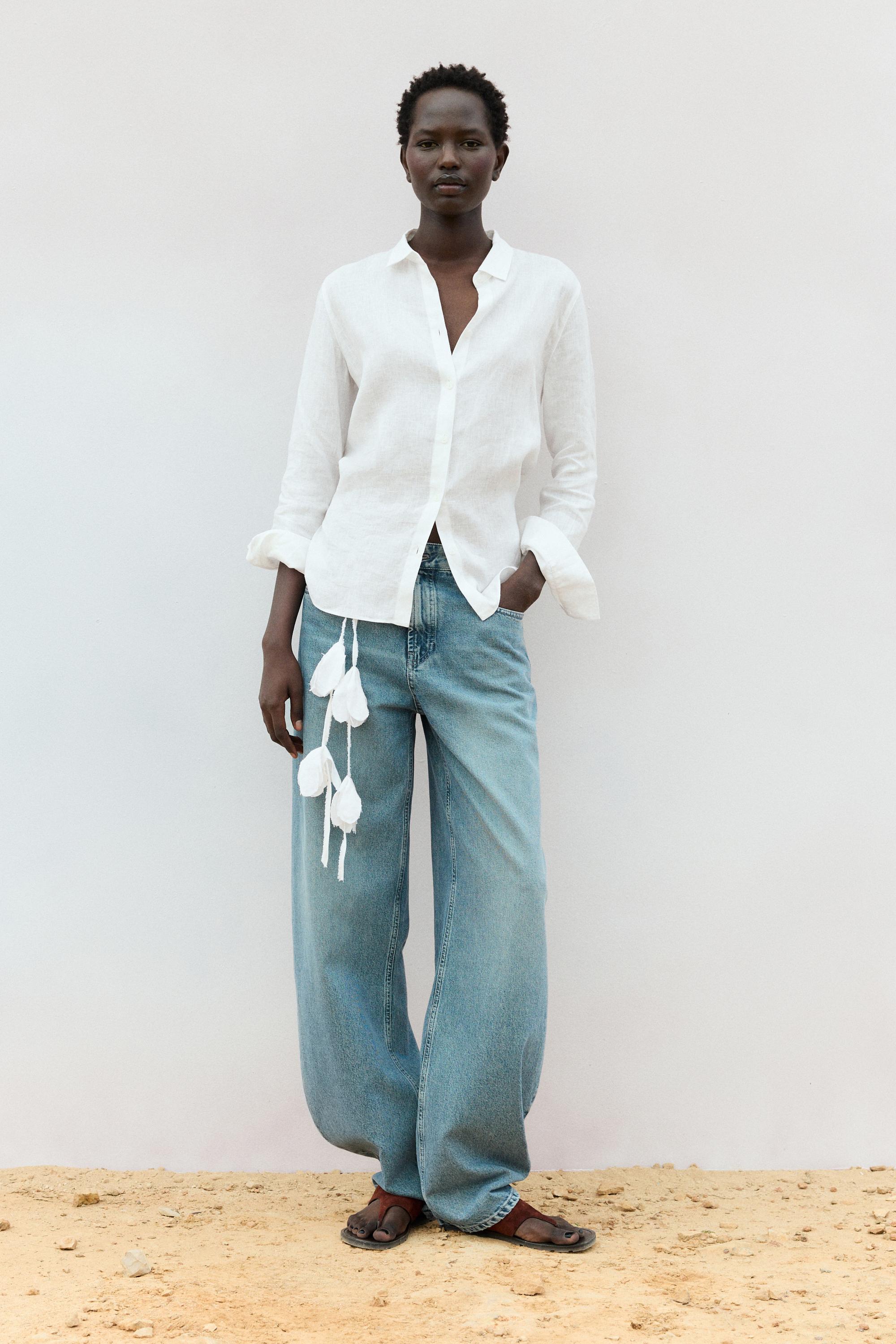 Flowing 100% linen shirt — WHITE
