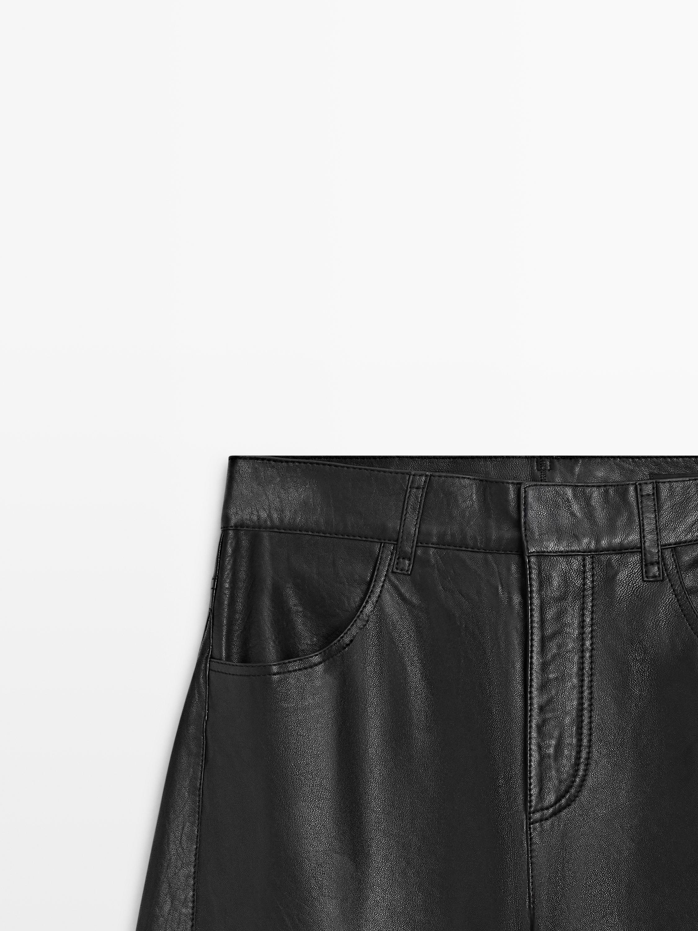 Balloon fit nappa leather trousers — BLACK