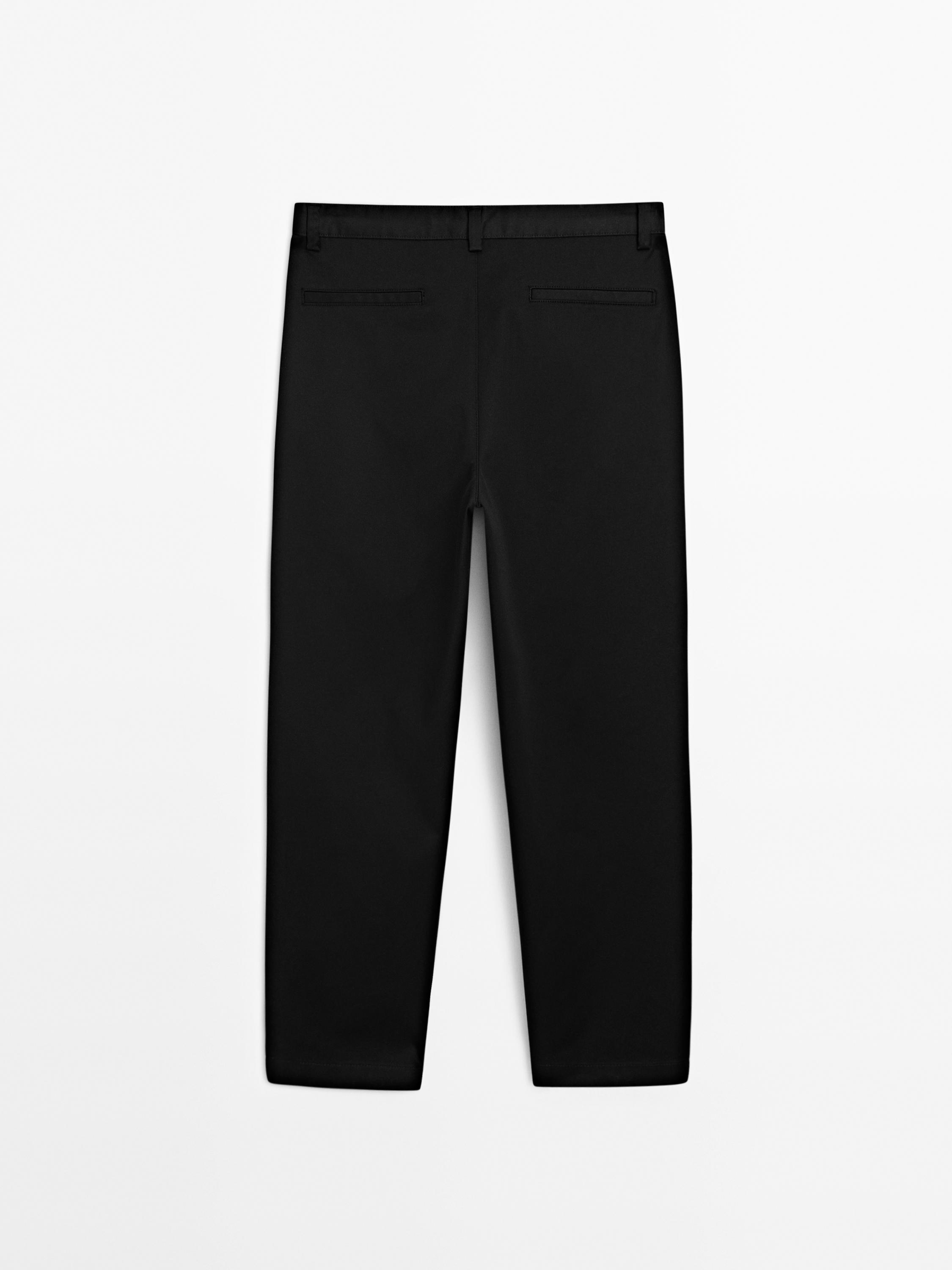 Cotton blend relaxed fit cropped trousers