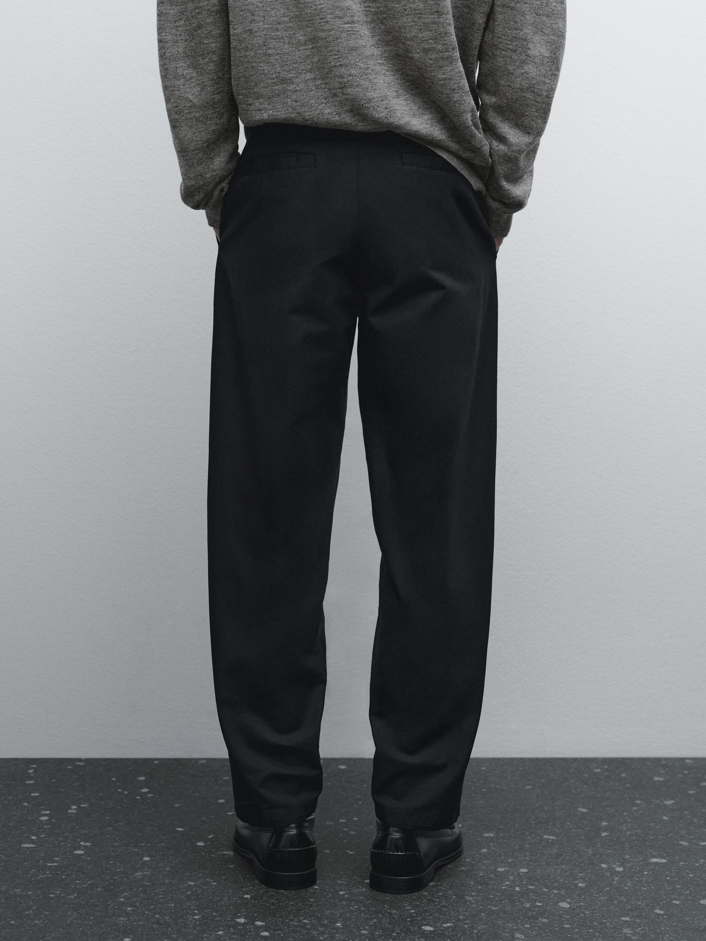 Pantalon relaxed fit en coton mélangé